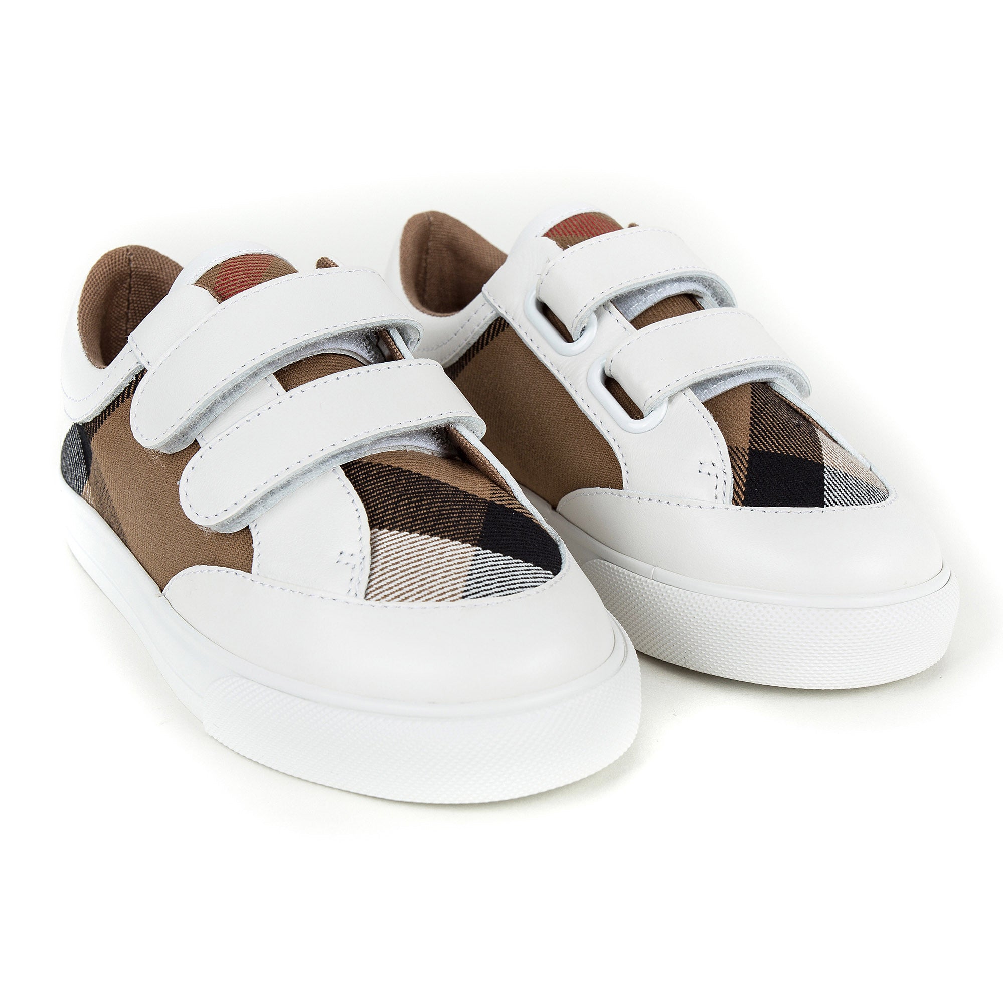 Boys White & Beige Check 'Mini Heacham' Trainers