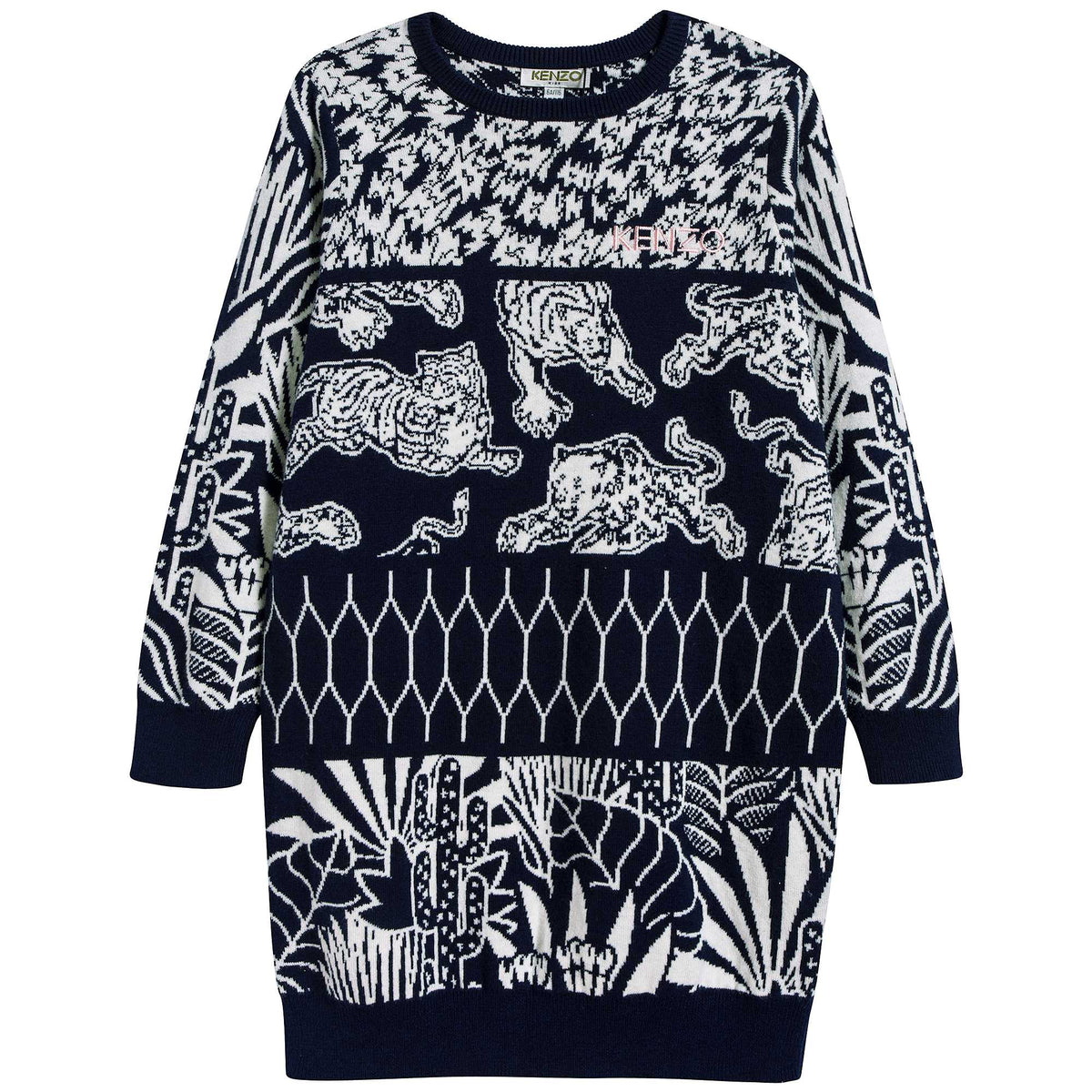 Girls Black Printed Cotton Dress