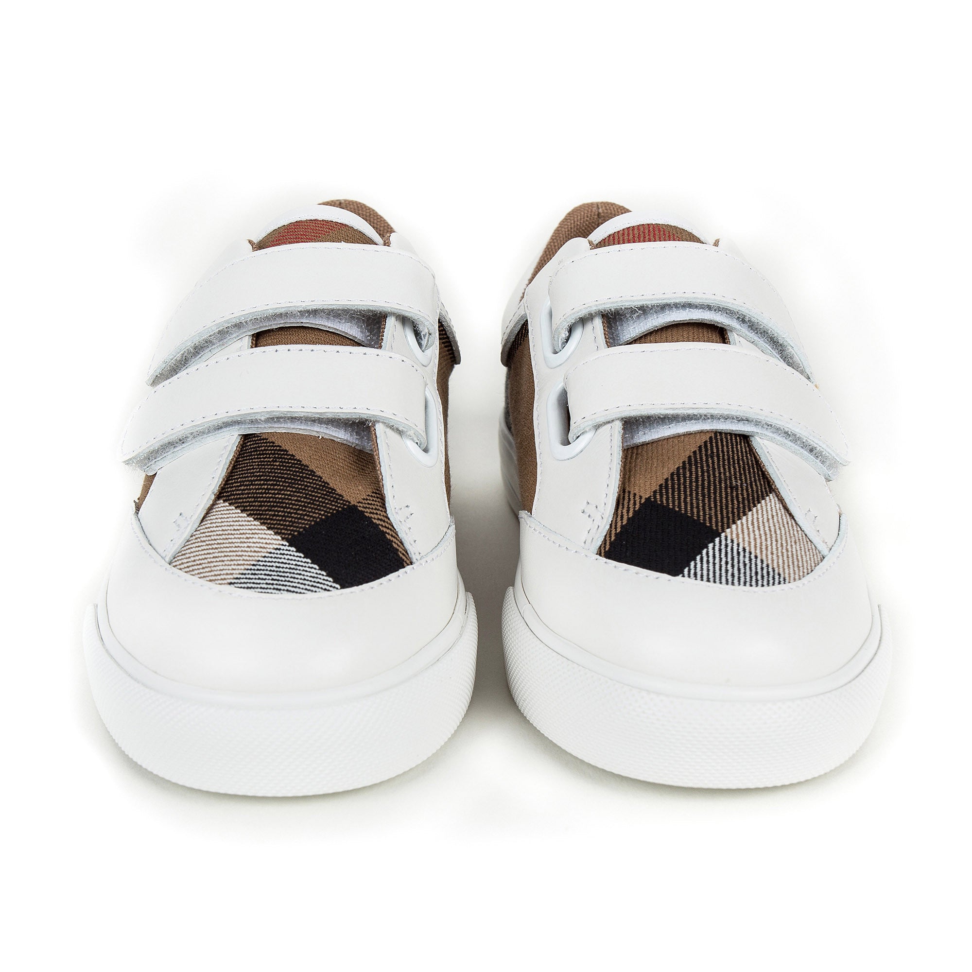 Boys White & Beige Check 'Mini Heacham' Trainers