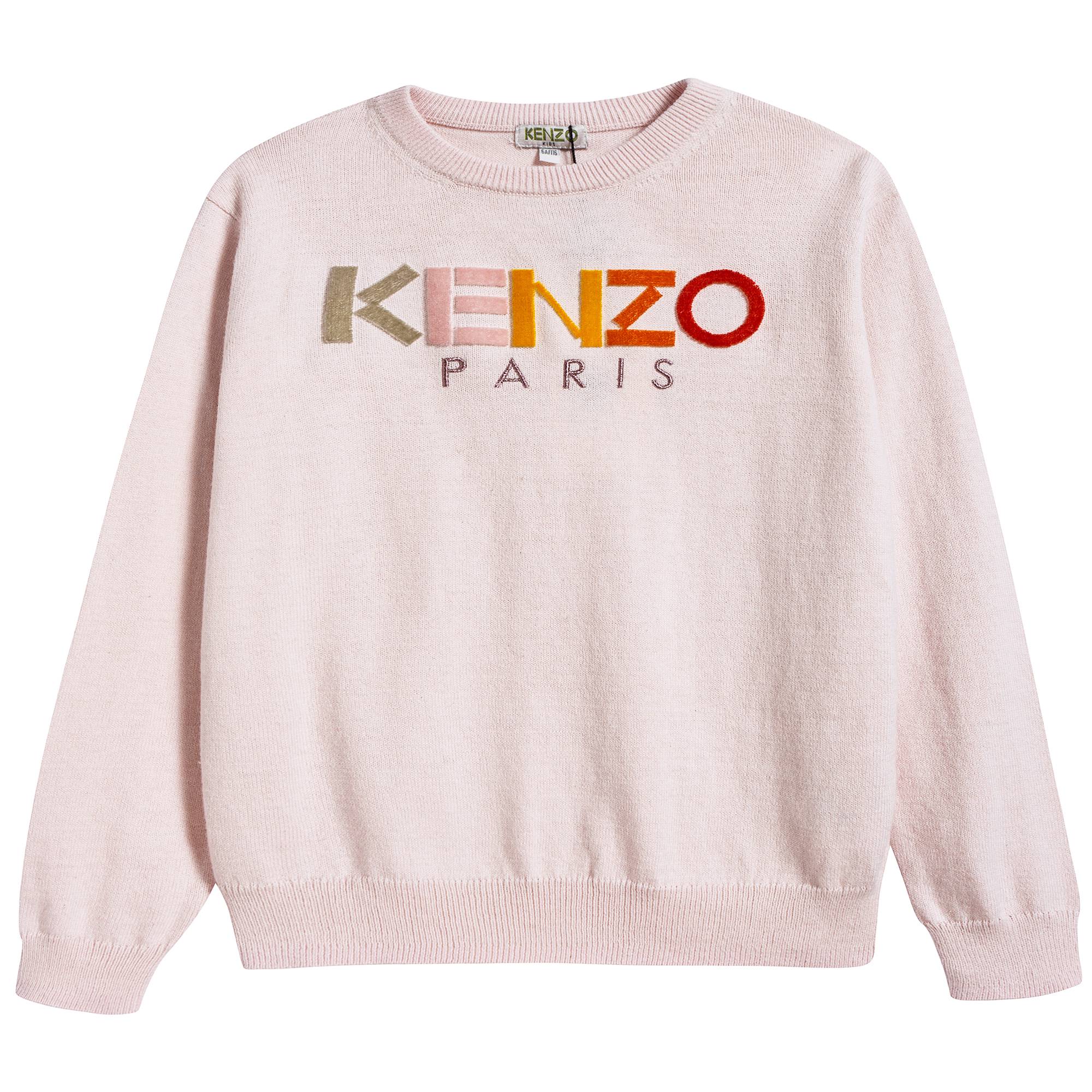 Girls Light Pink Logo Cotton Sweater
