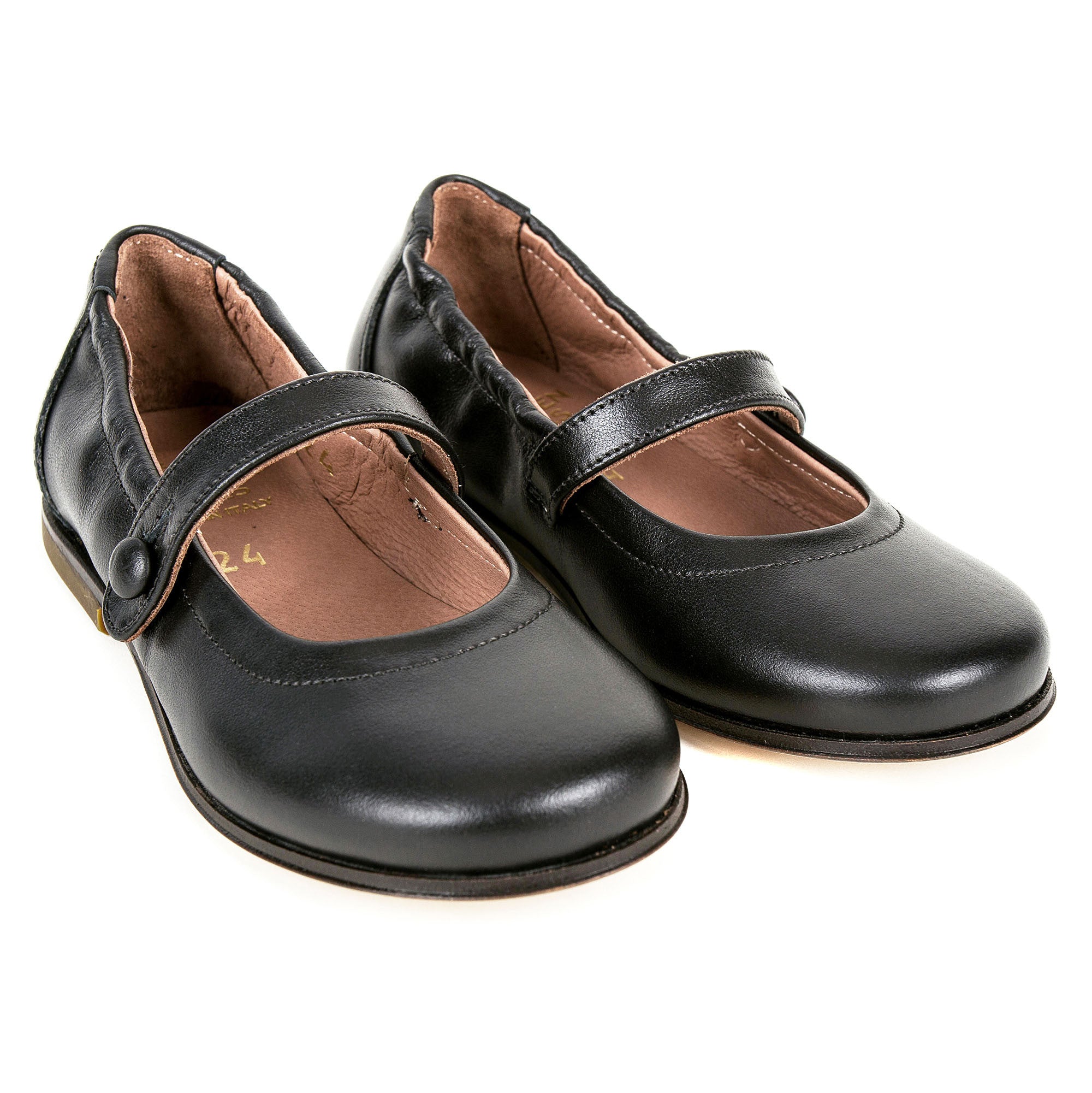 Girls Black Cowskin Leather Shoes