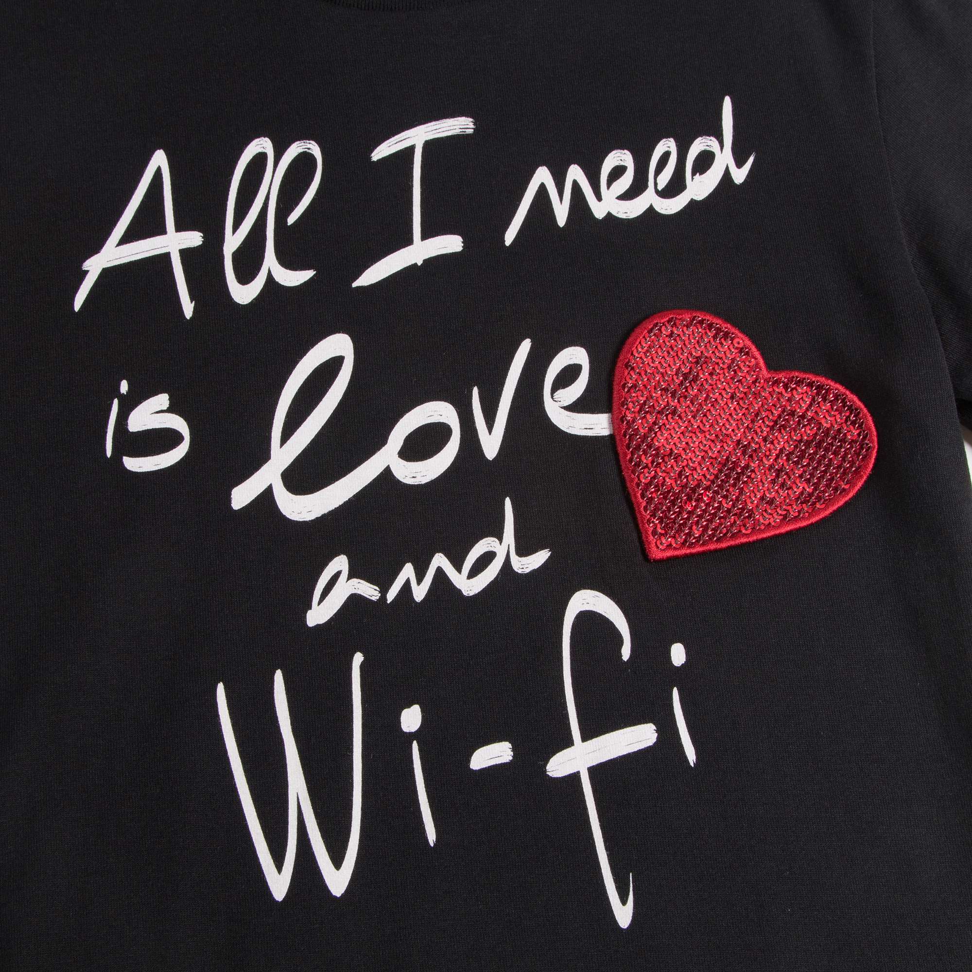 Girls Black Logo & Heart Top