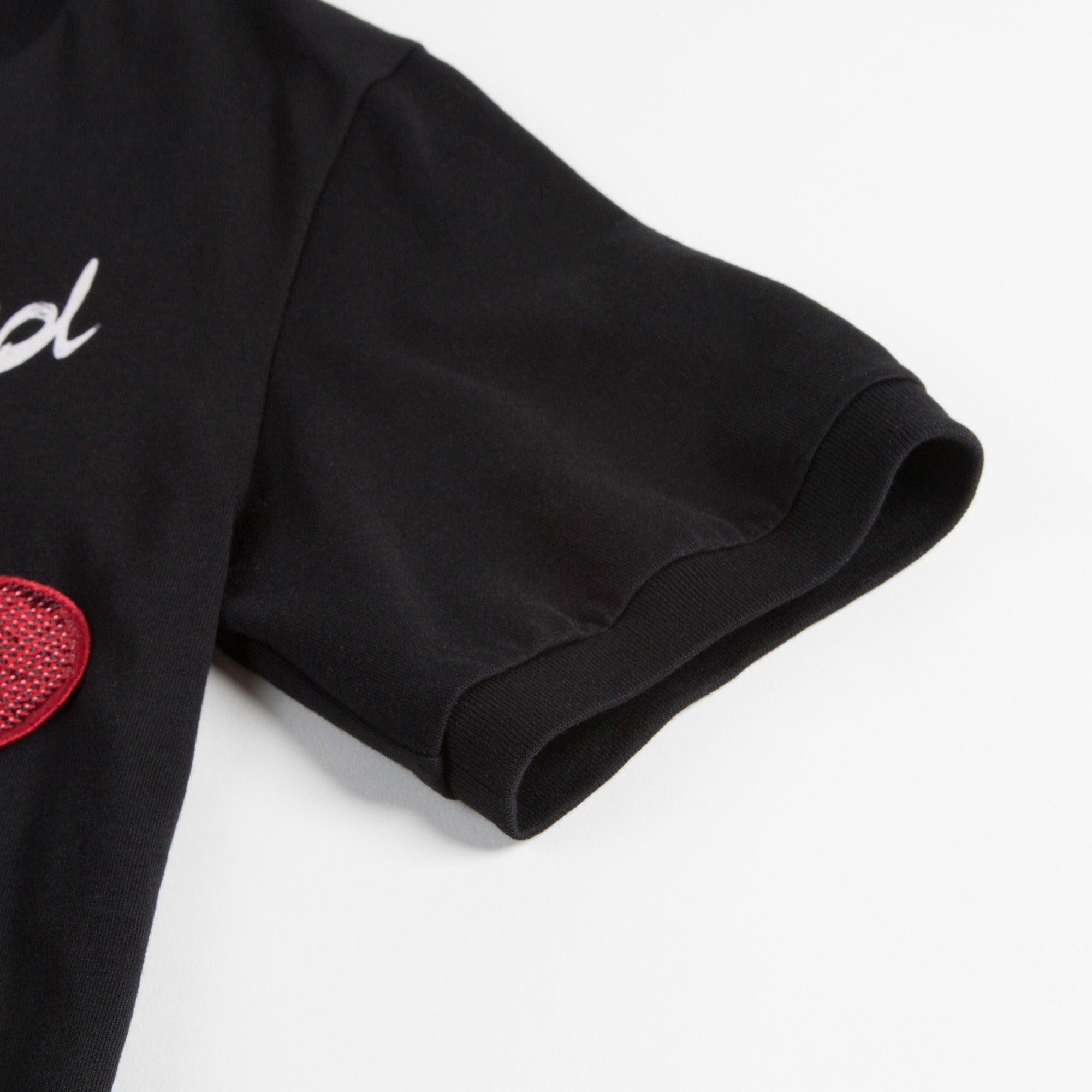 Girls Black Logo & Heart Top