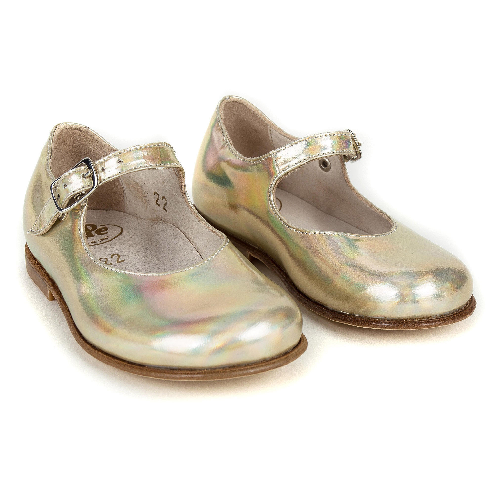 Girls Gold Cowskin Leather Shoes
