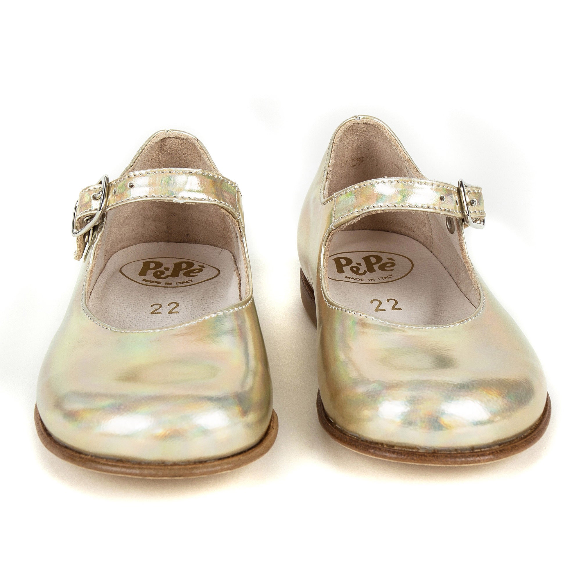 Girls Gold Cowskin Leather Shoes