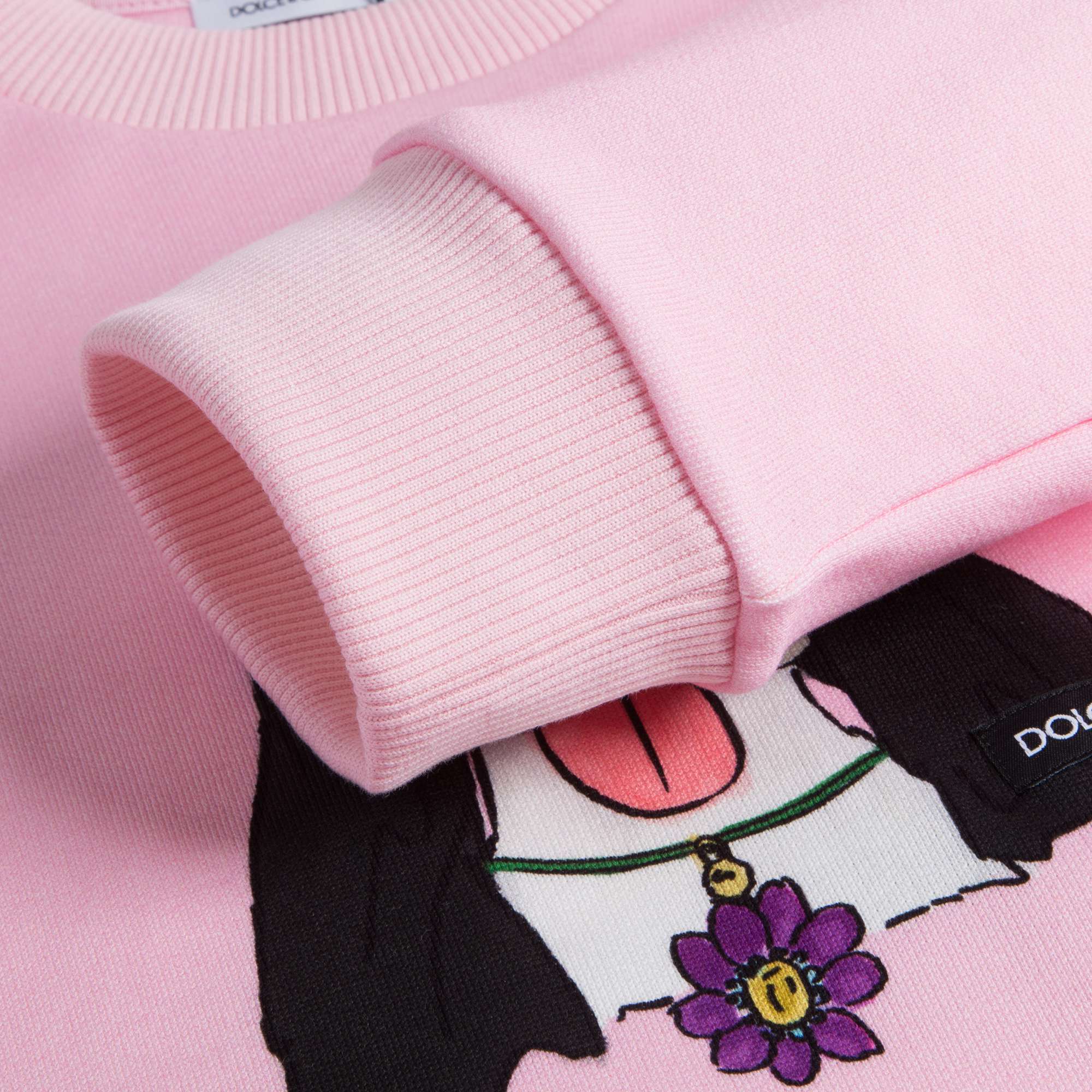 Girls  Pink   Dog  Face   Cotton   Sweatshirt