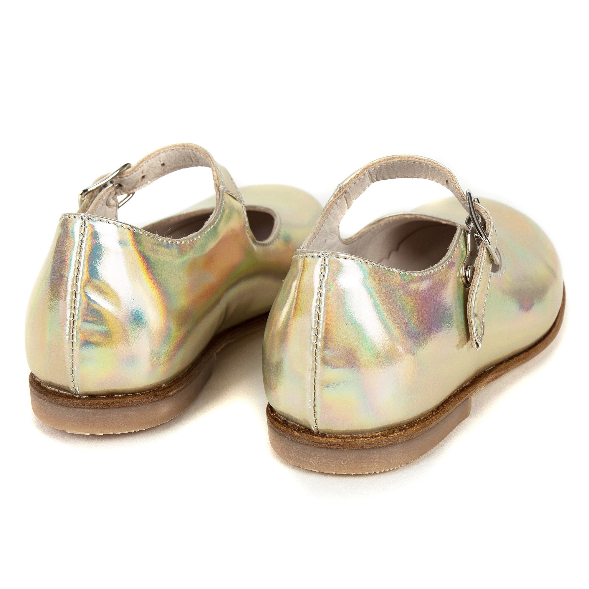 Girls Gold Cowskin Leather Shoes