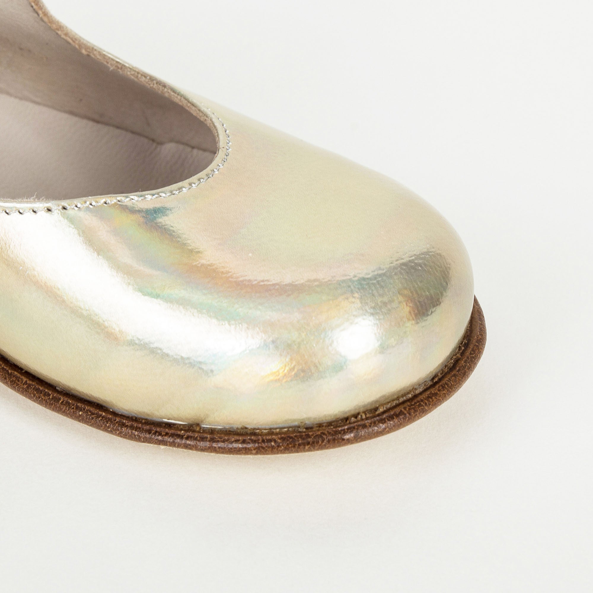 Girls Gold Cowskin Leather Shoes