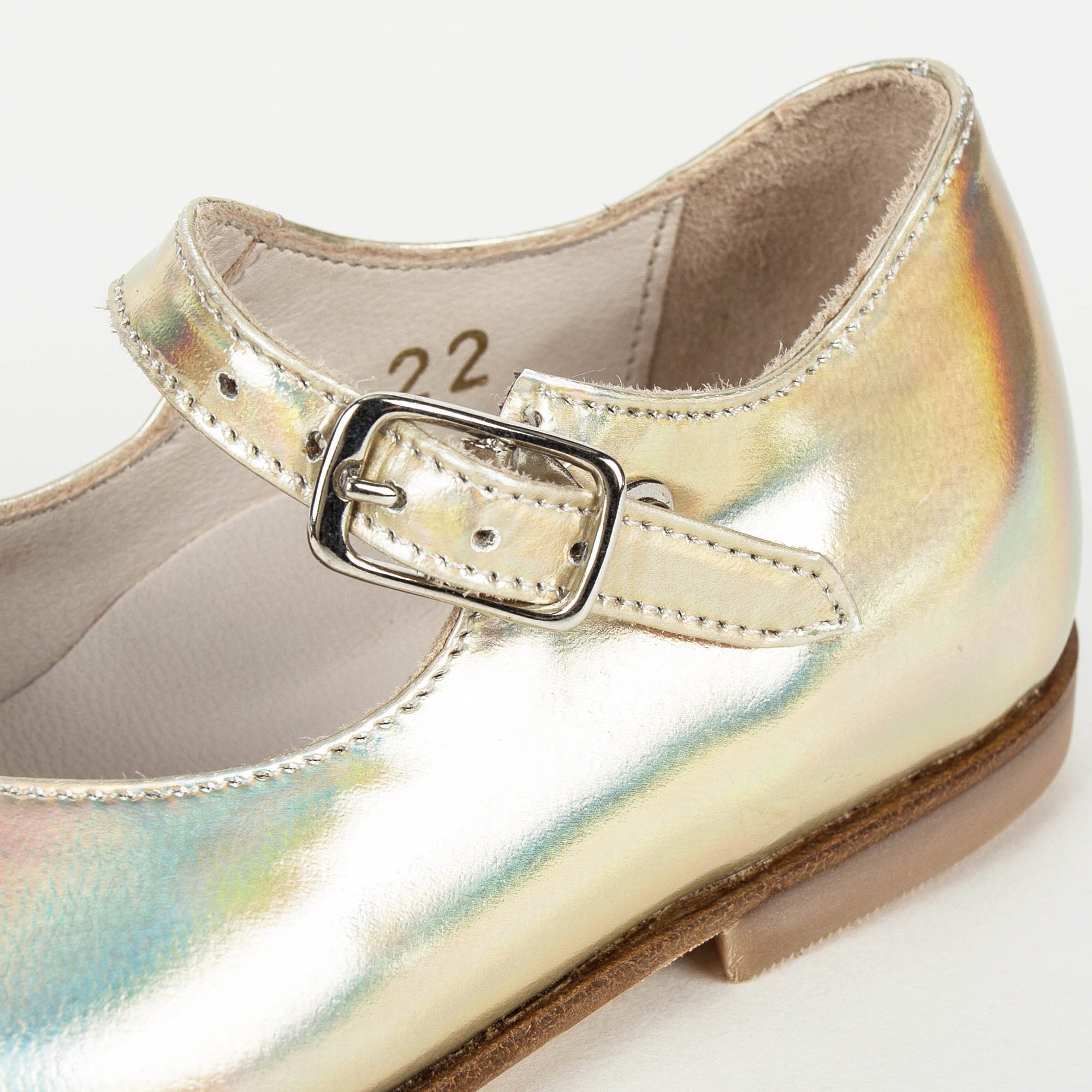 Girls Gold Cowskin Leather Shoes