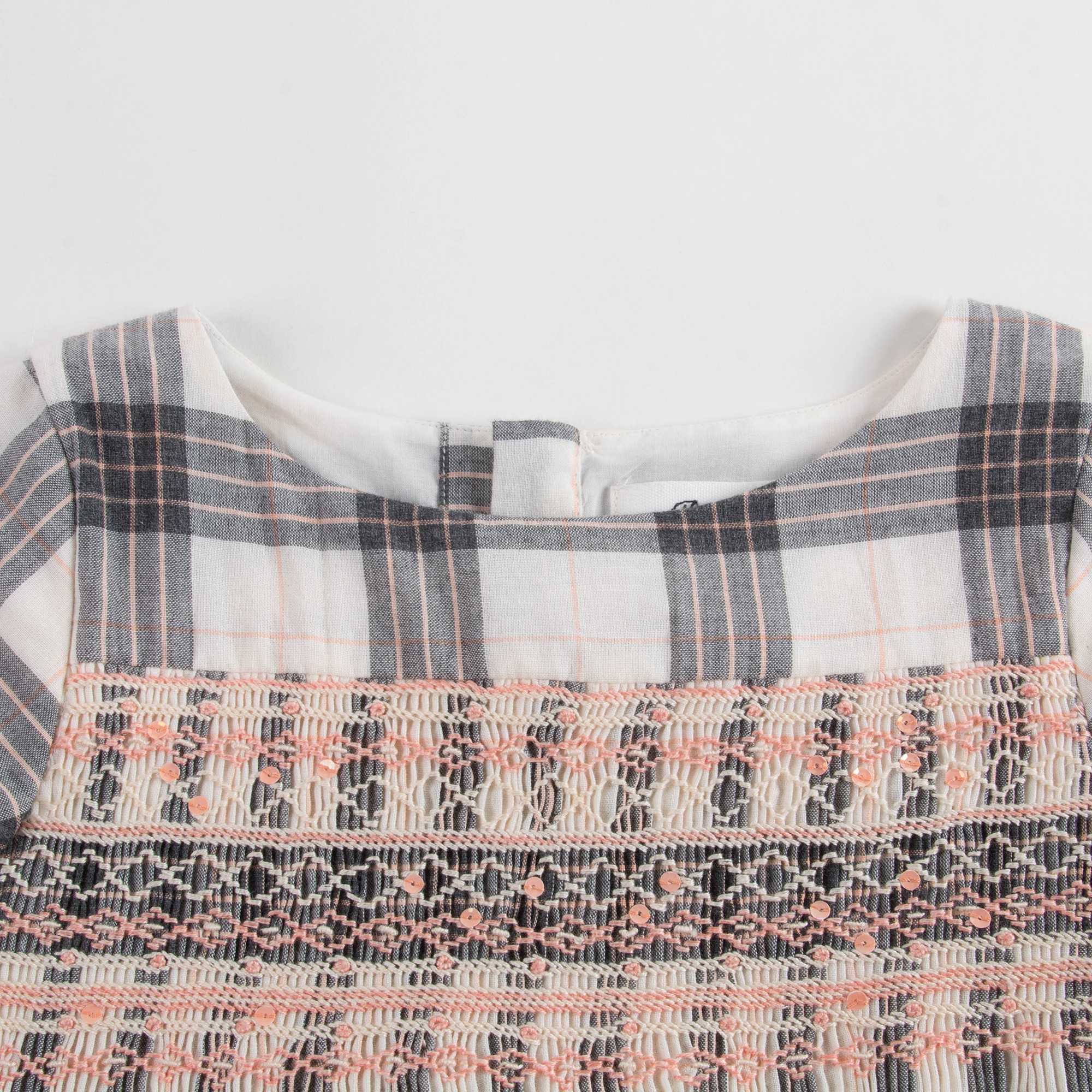 女童黑白格子连衣裙