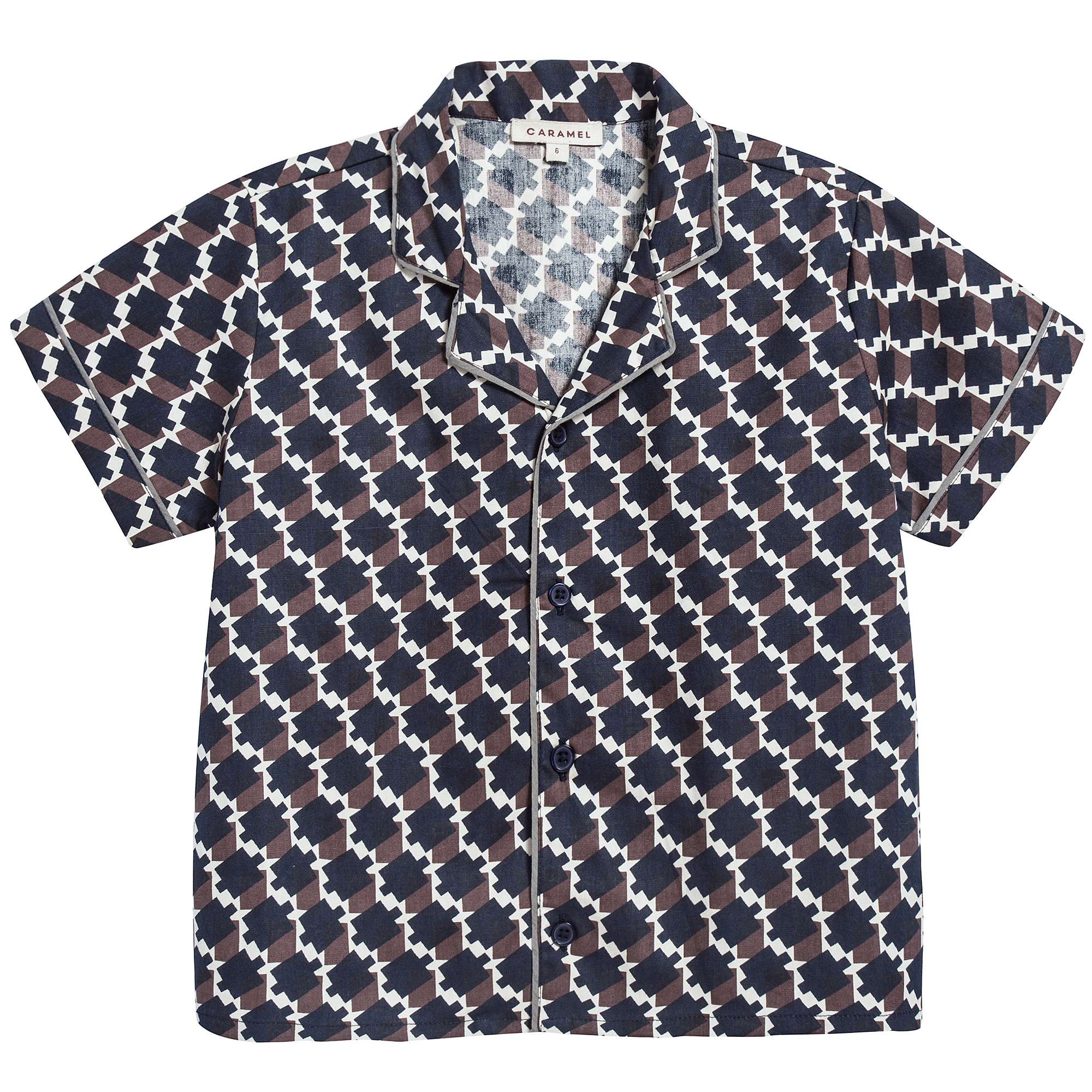 Boys Blue & Chocolate Cotton Woven T-shirt