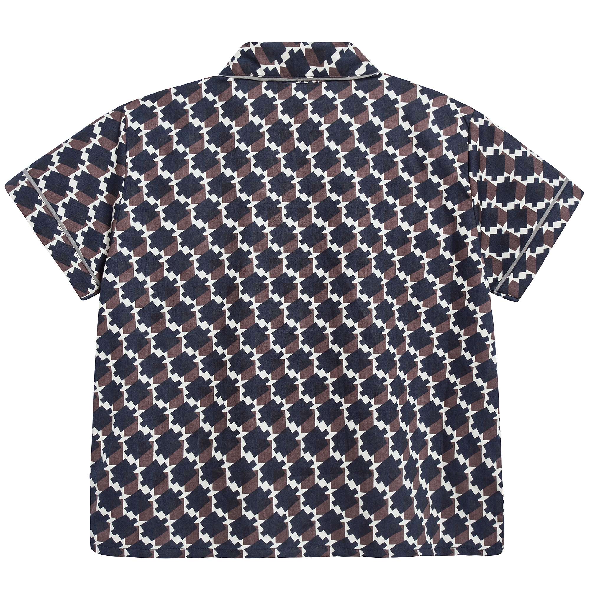 Boys Blue & Chocolate Cotton Woven T-shirt