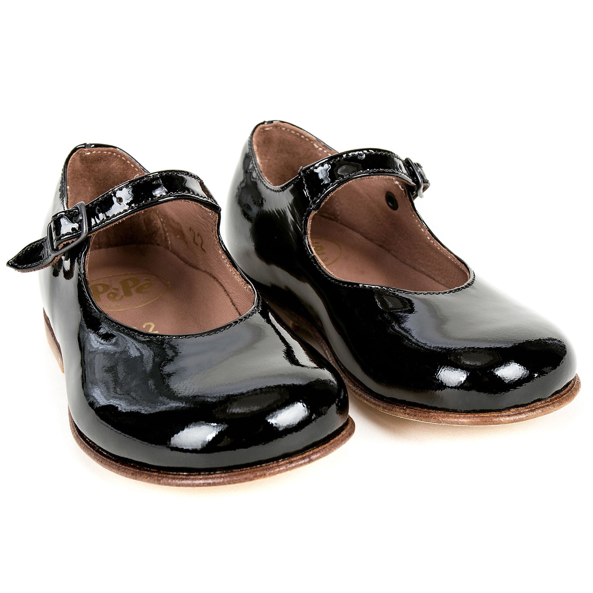 Girls Black Lambskin Leather Shoes