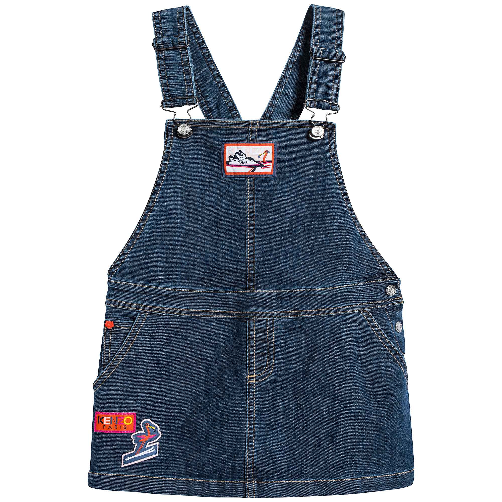 Girls Denim Blue Cotton Strap Dress