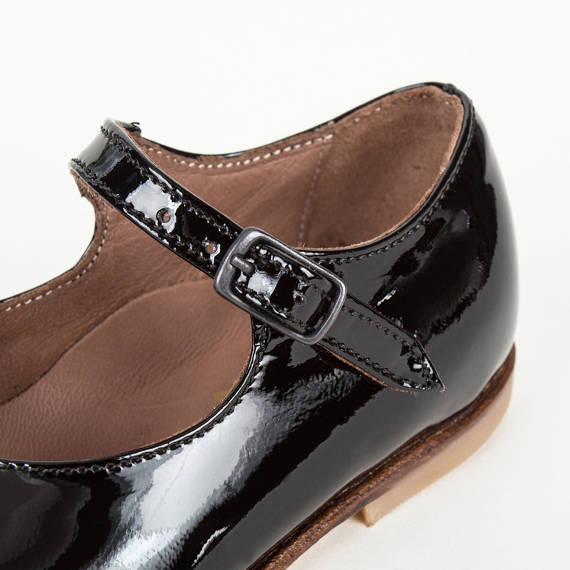 Girls Black Lambskin Leather Shoes