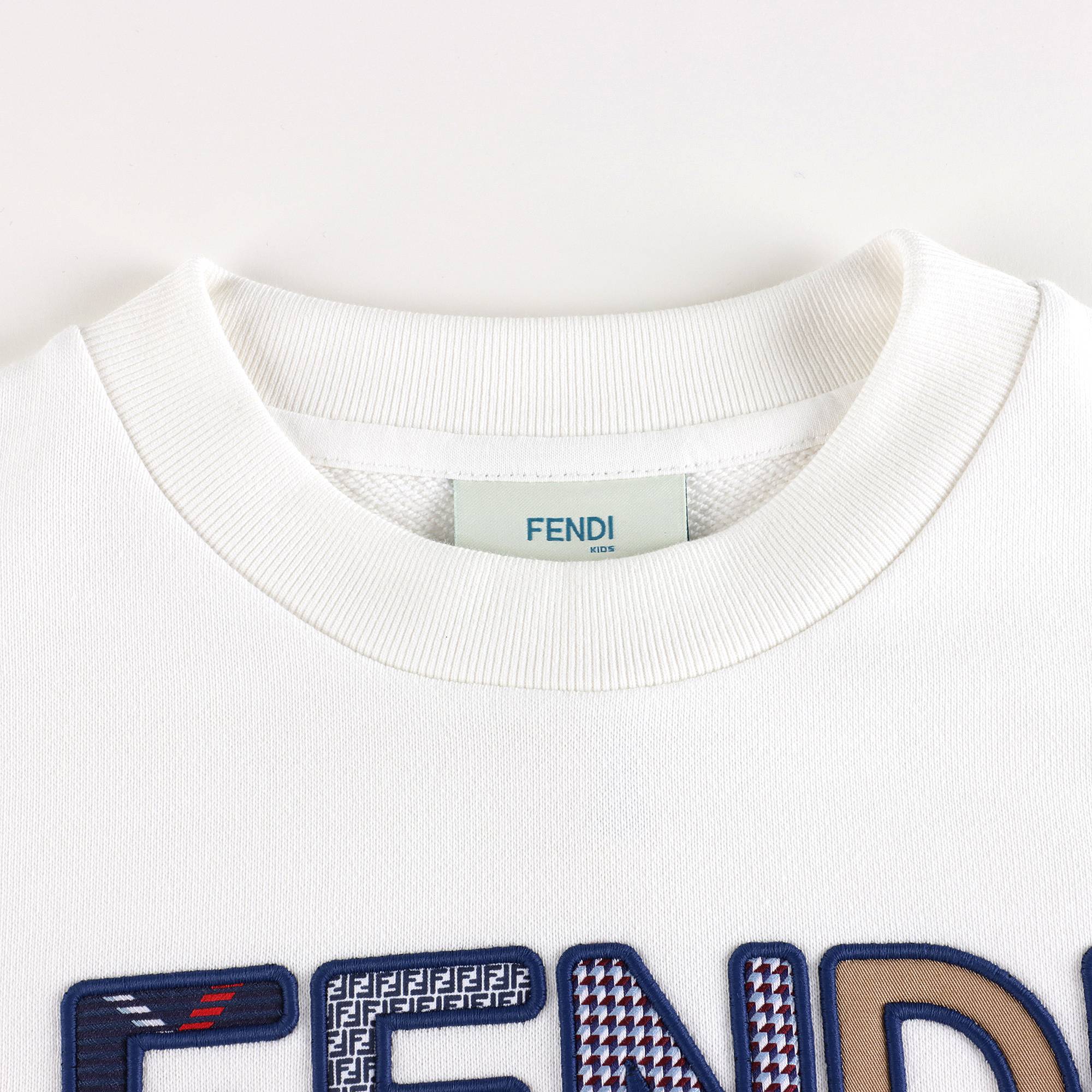 Boys & Girls White Logo Cotton Sweatshirt