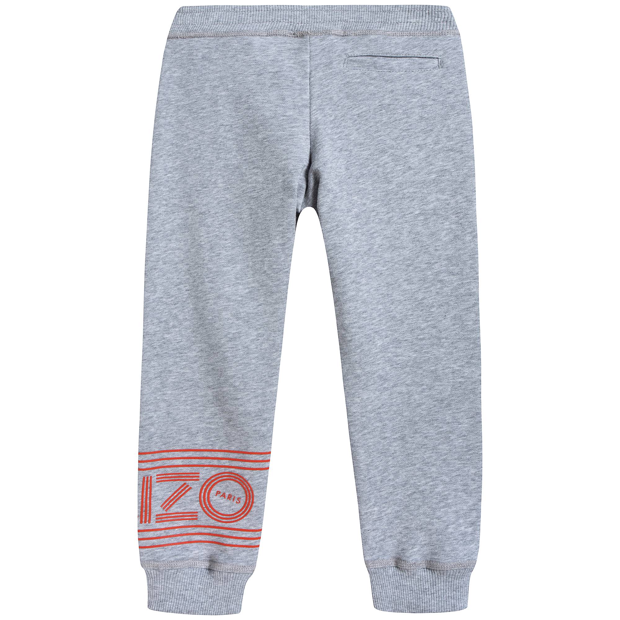 Girls Marl Grey Logo Cotton Trousers