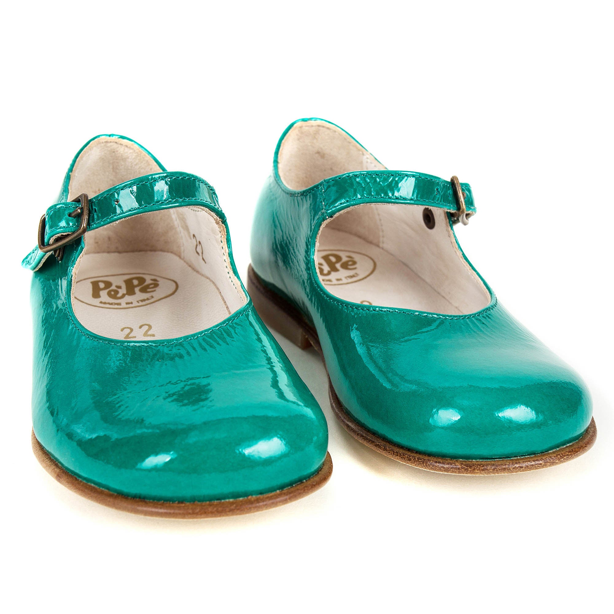 Girls Green Lambskin Leather Shoes