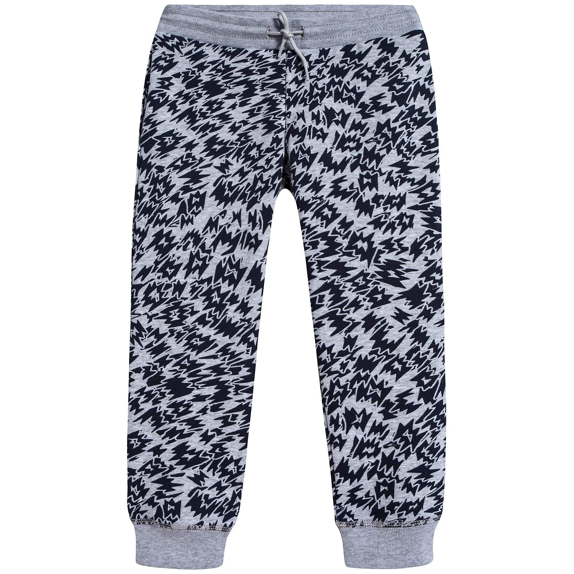 Girls Marl Grey Printed Cotton Trousers