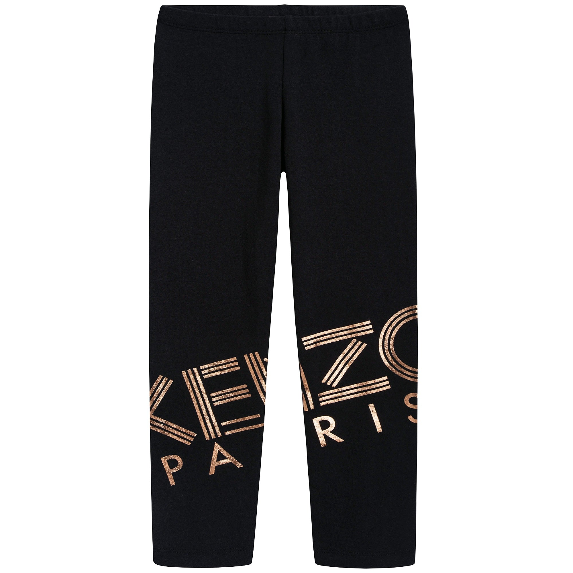 Girls Black Logo Cotton Legginge