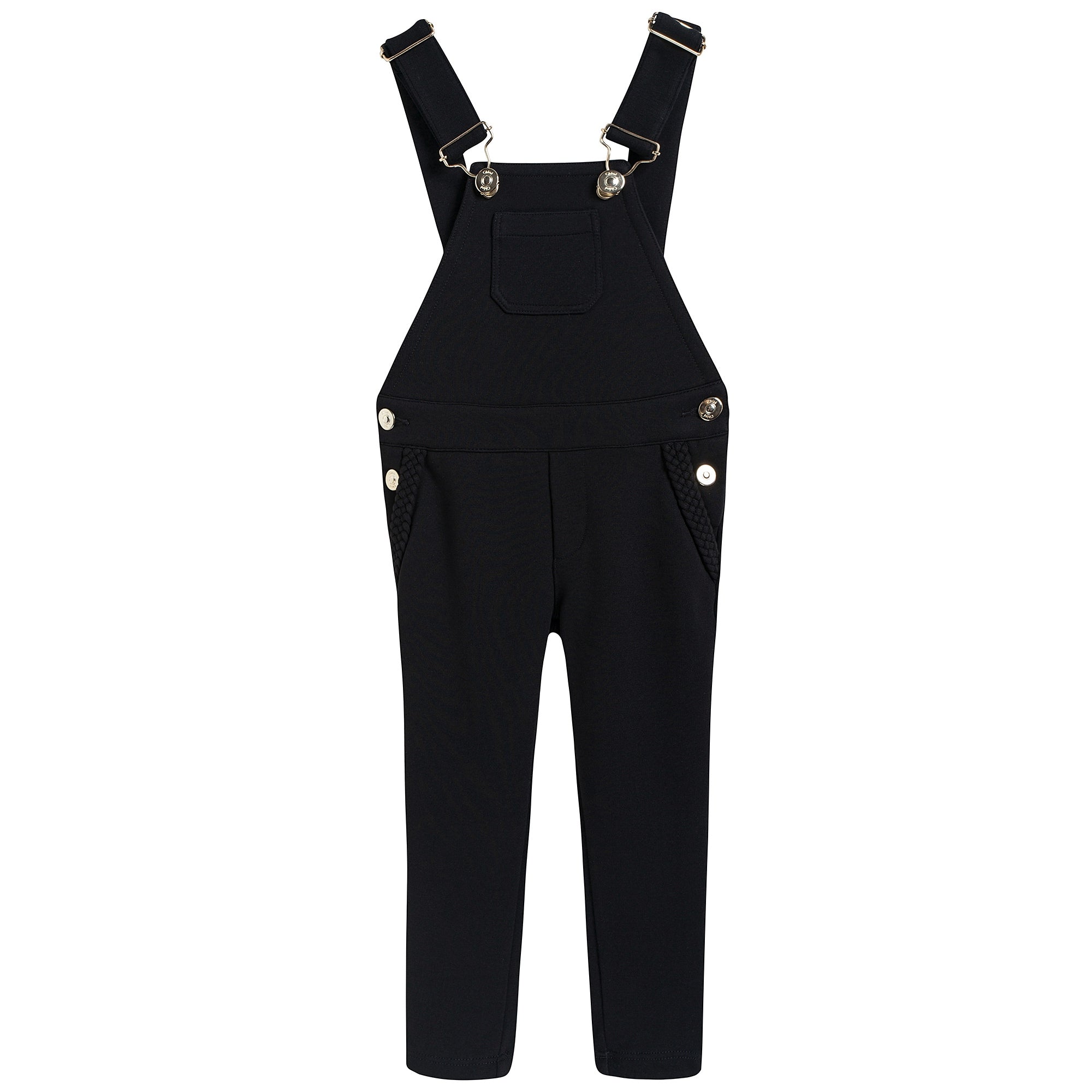 Girls Black Jersey Dungarees