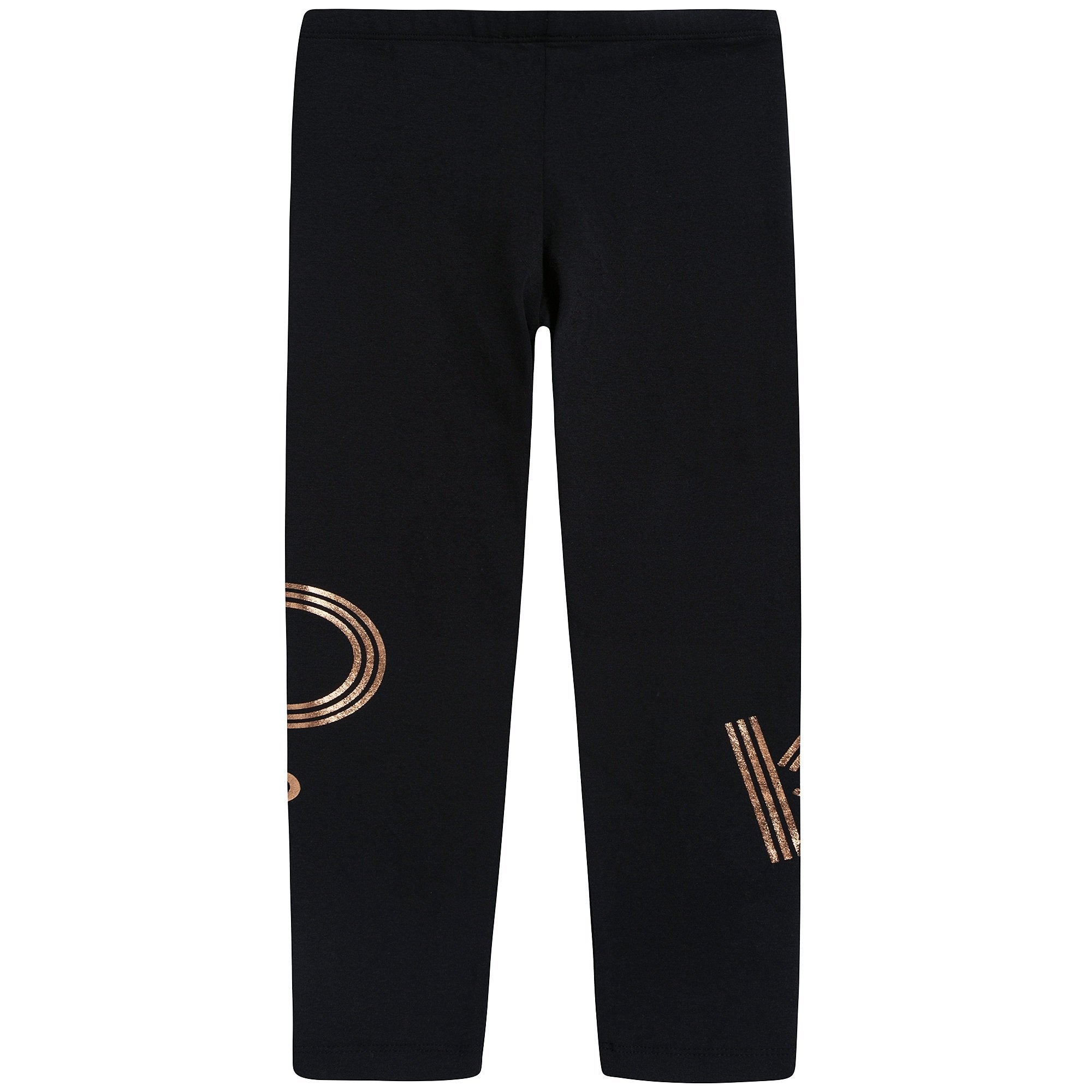 Girls Black Logo Cotton Legginge