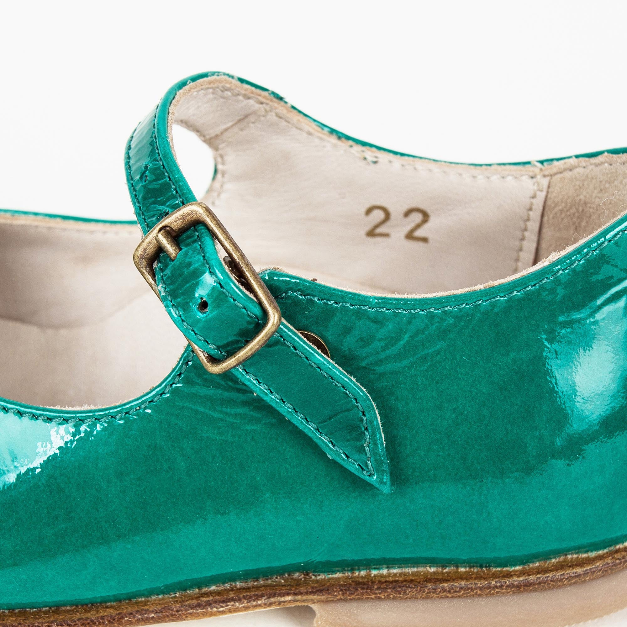Girls Green Lambskin Leather Shoes