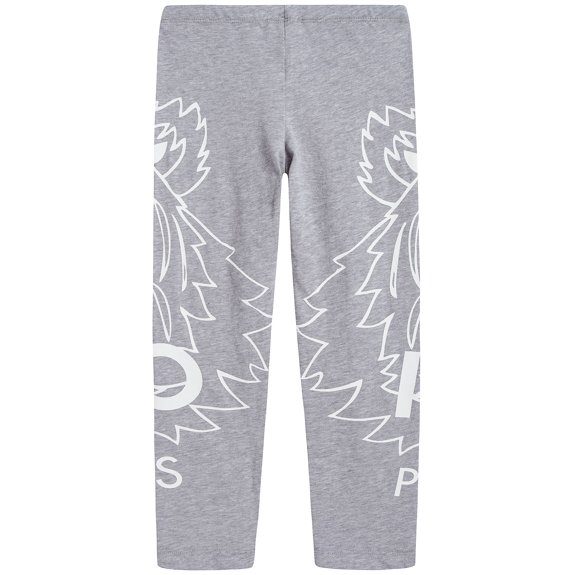 Girls Marl Grey Tiger Logo Cotton Legginge