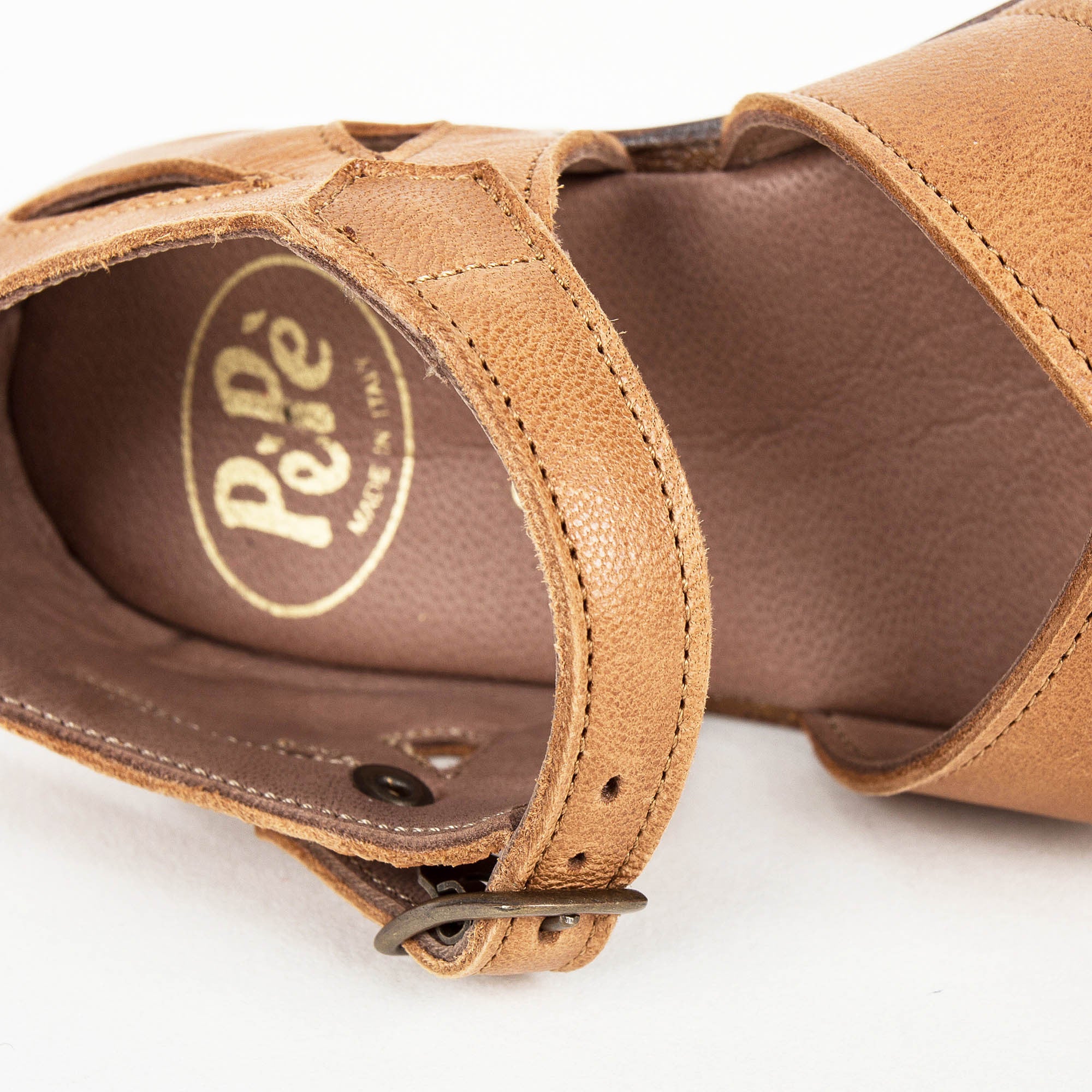 Girls Beige Lambskin Leather Sandals