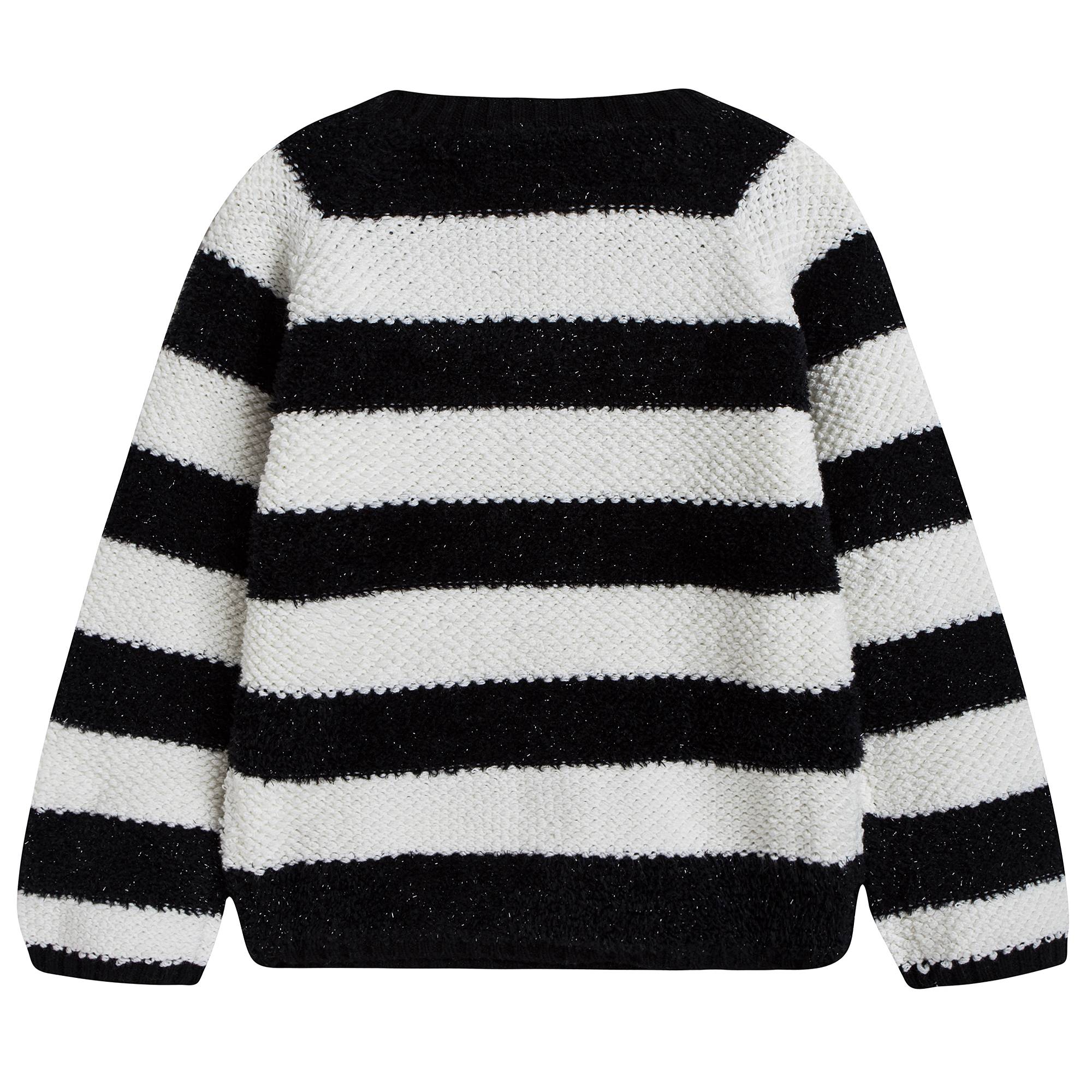 Girls Black & White Striped Sweater