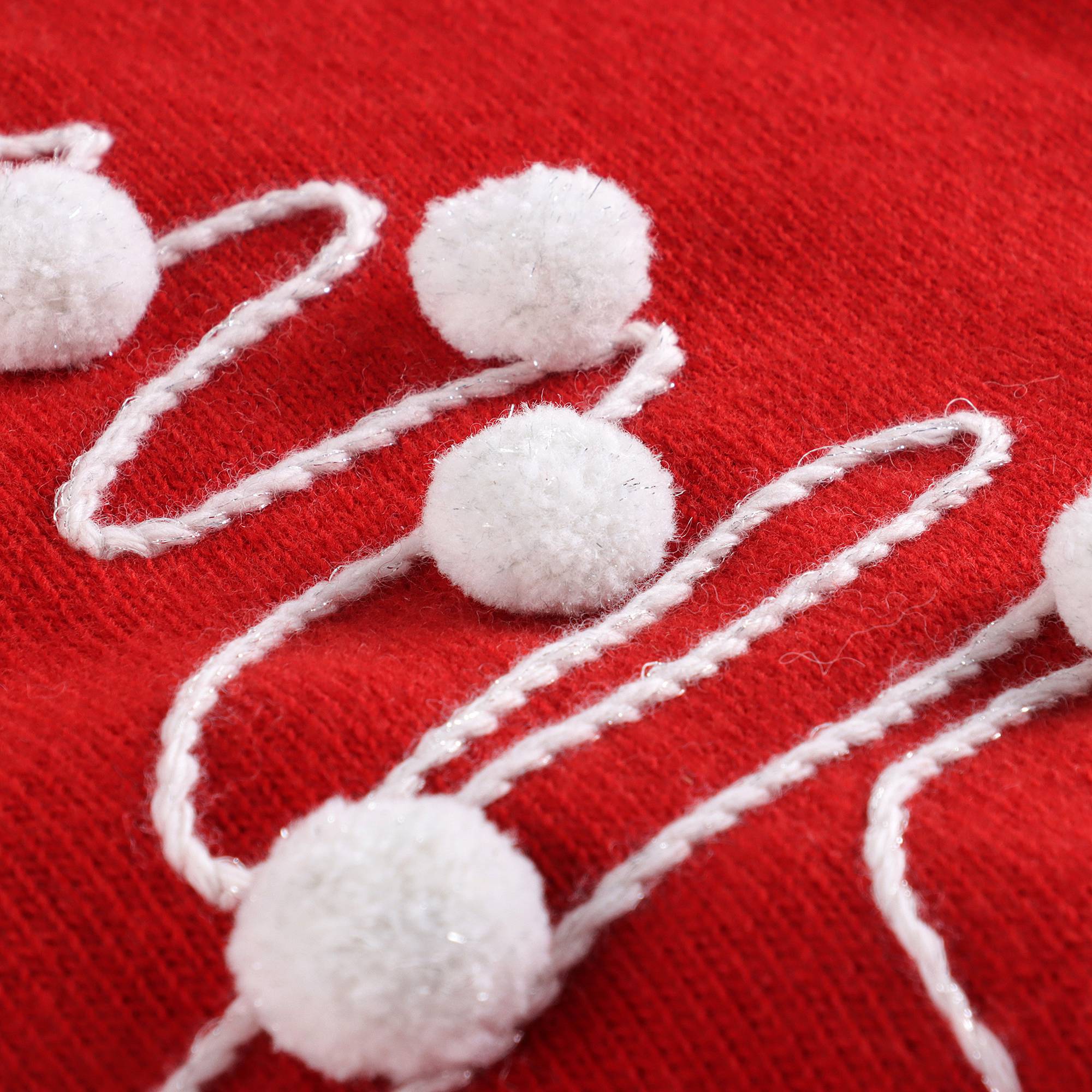 Girls Red Pom Wool Sweater