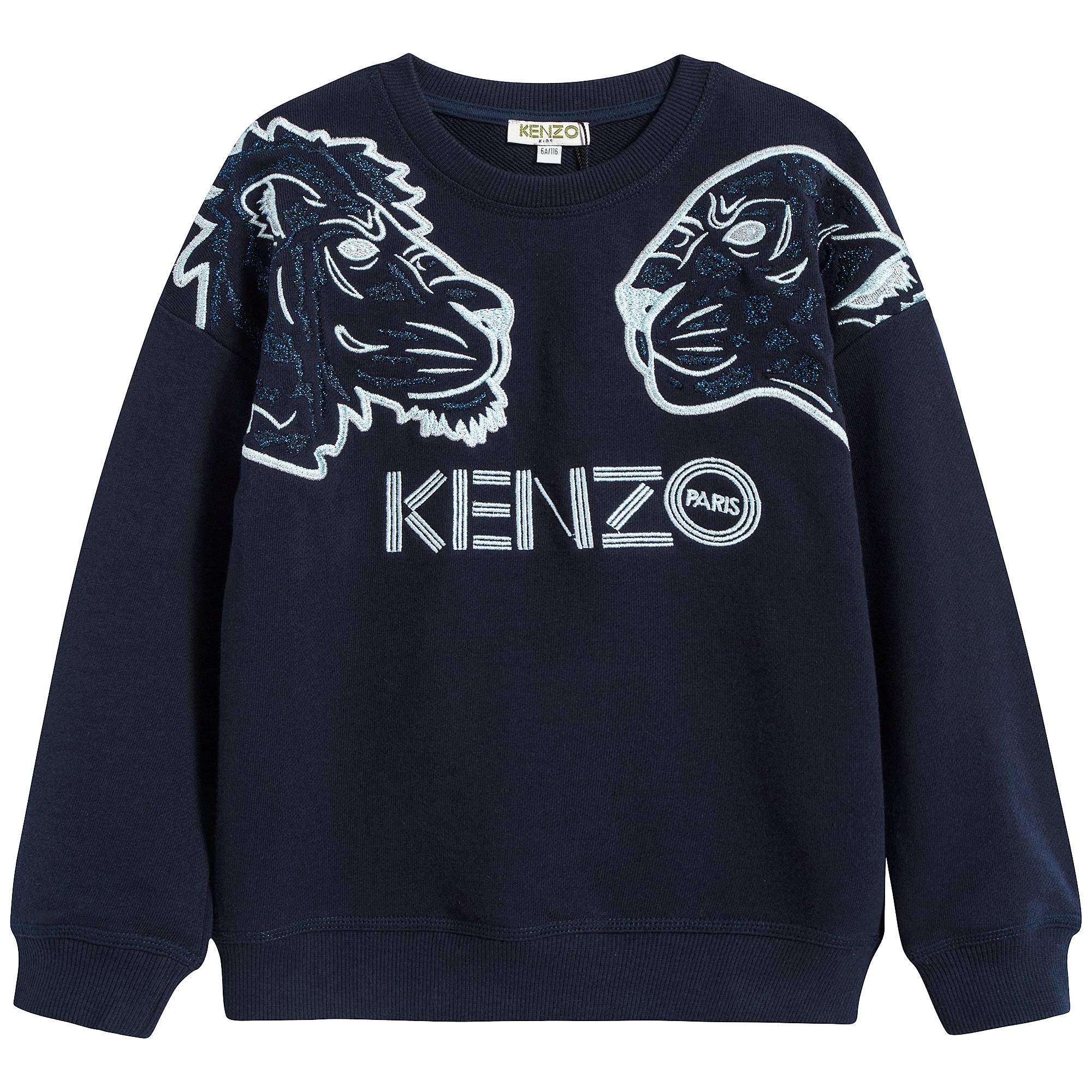 Girls Navy With Tiger Cotton Sweatshirt