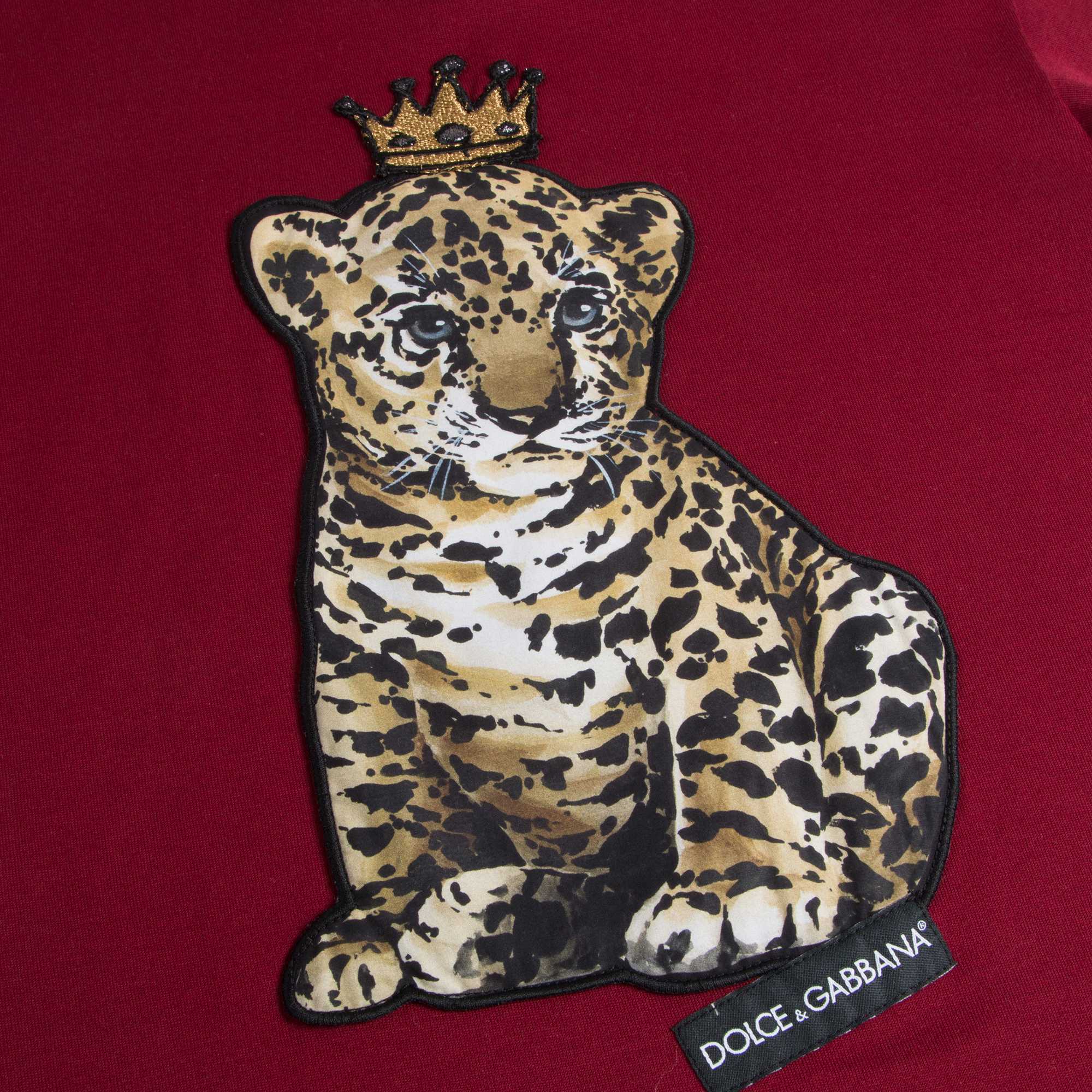 Girls & Boys Dark Red Tiger Cotton T-shirt