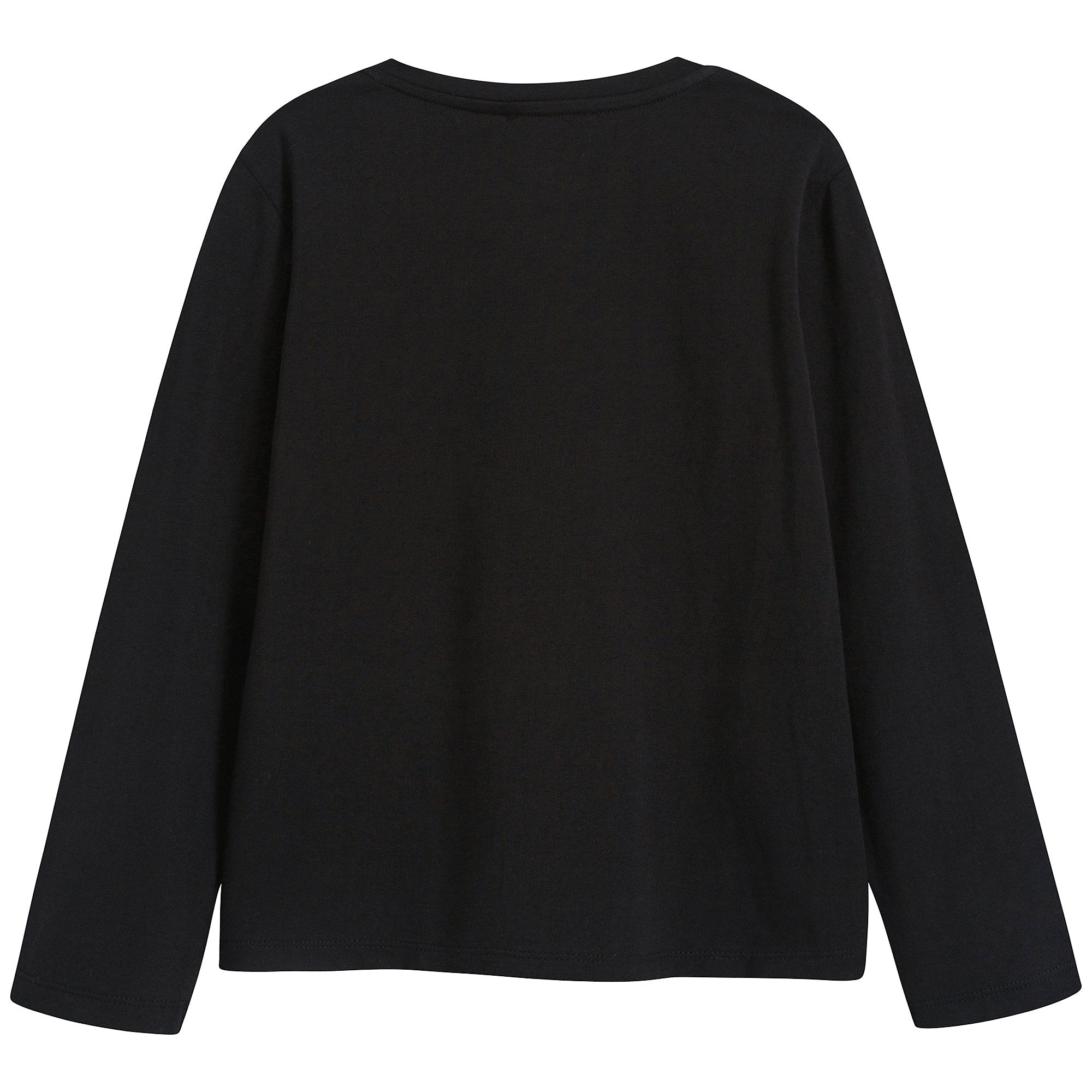 Girls Black Tiger Printed Cotton T-shirt