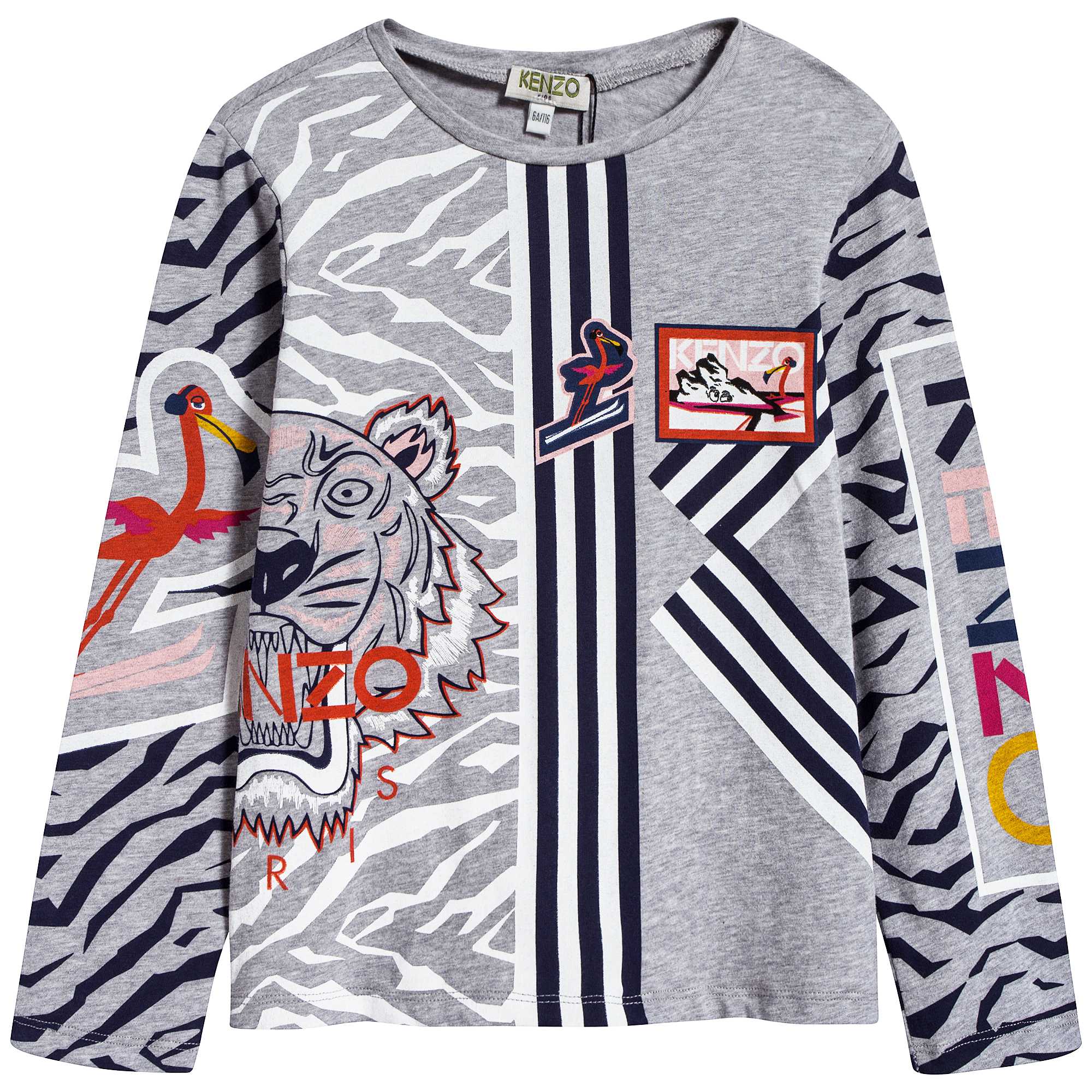 Girls Marl Grey Printed Cotton T-shirt