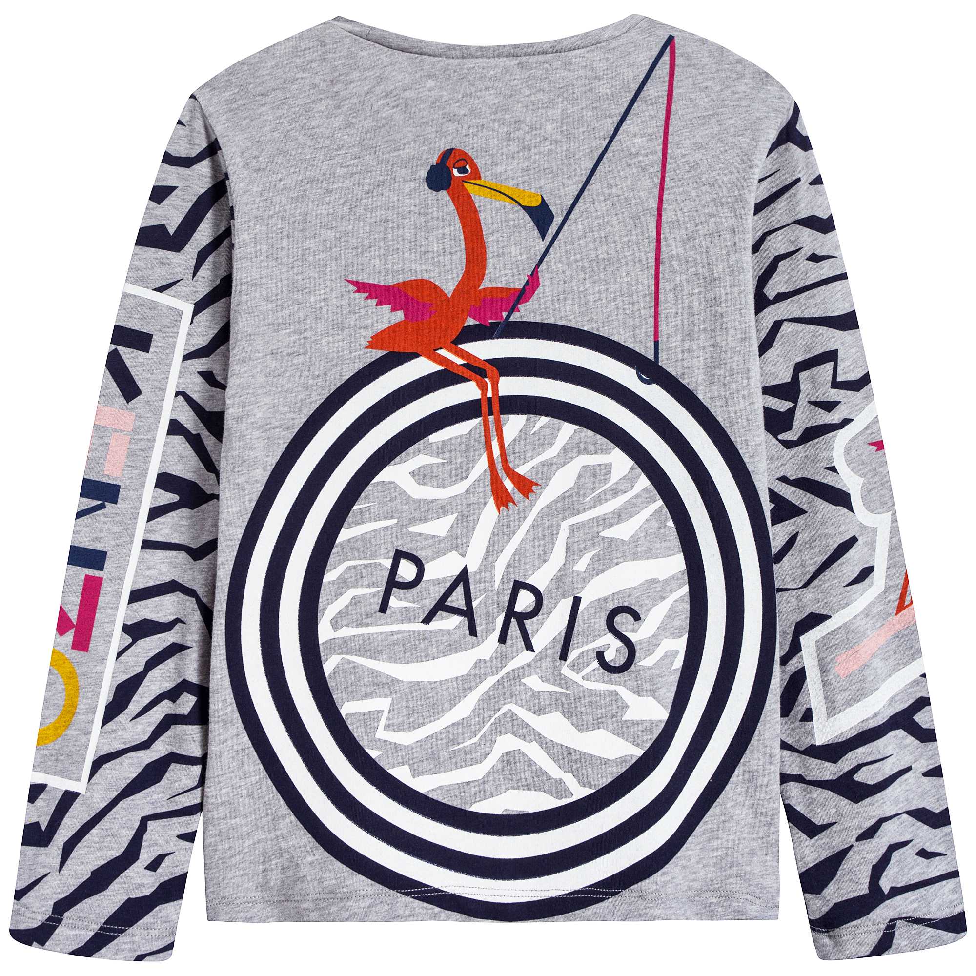 Girls Marl Grey Printed Cotton T-shirt