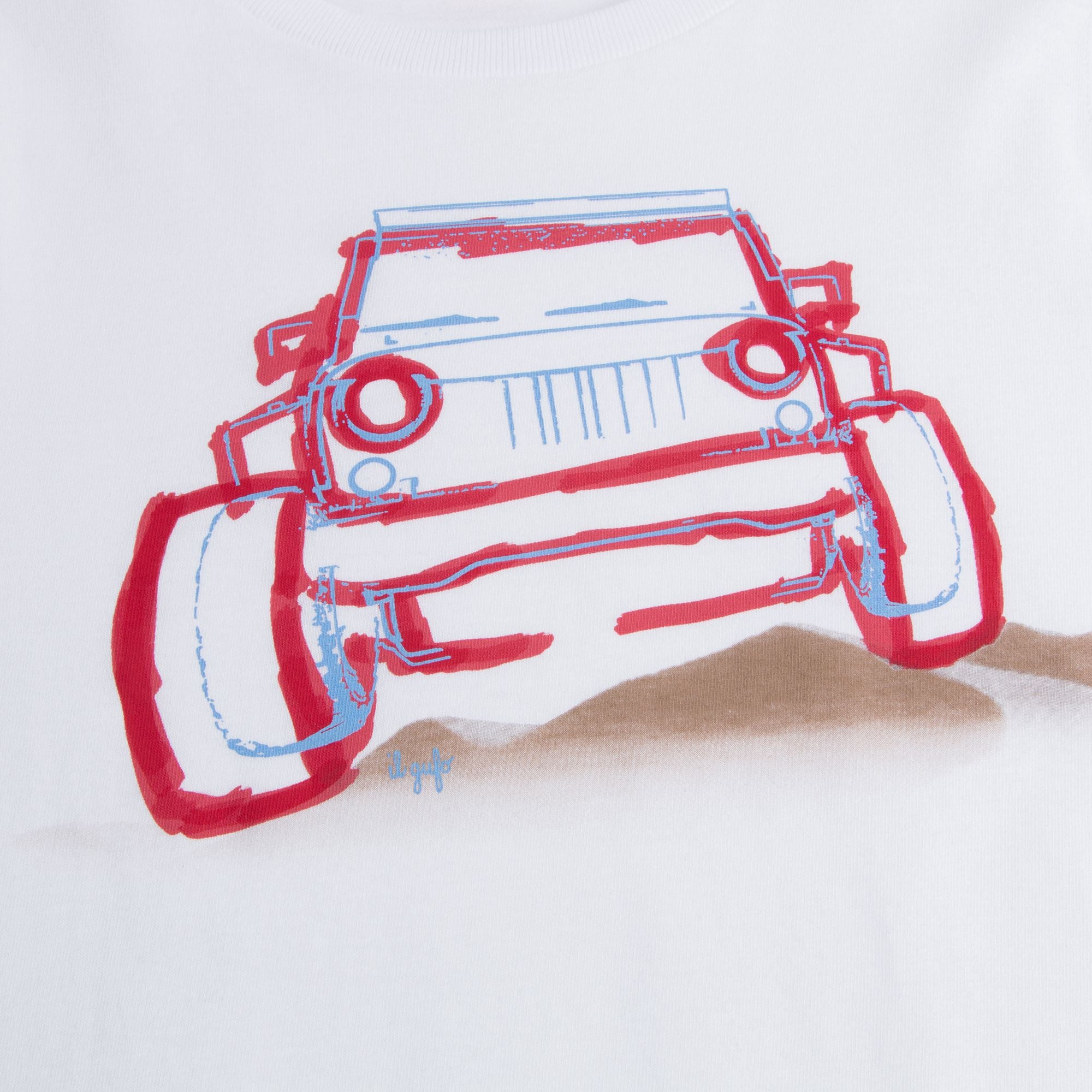 Boys White  "Cherry  Car"  Cotton  T-shirt