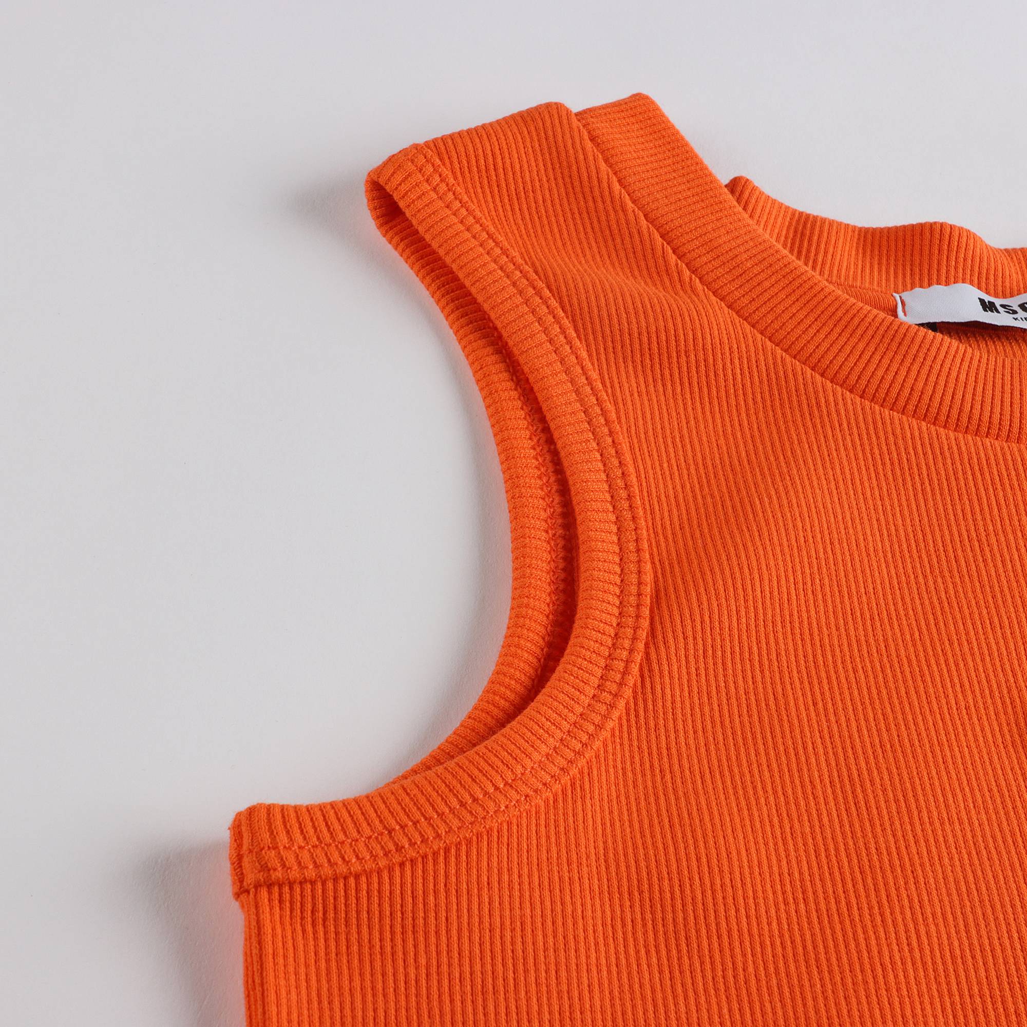 Girls Orange Logo Cotton Tank Top