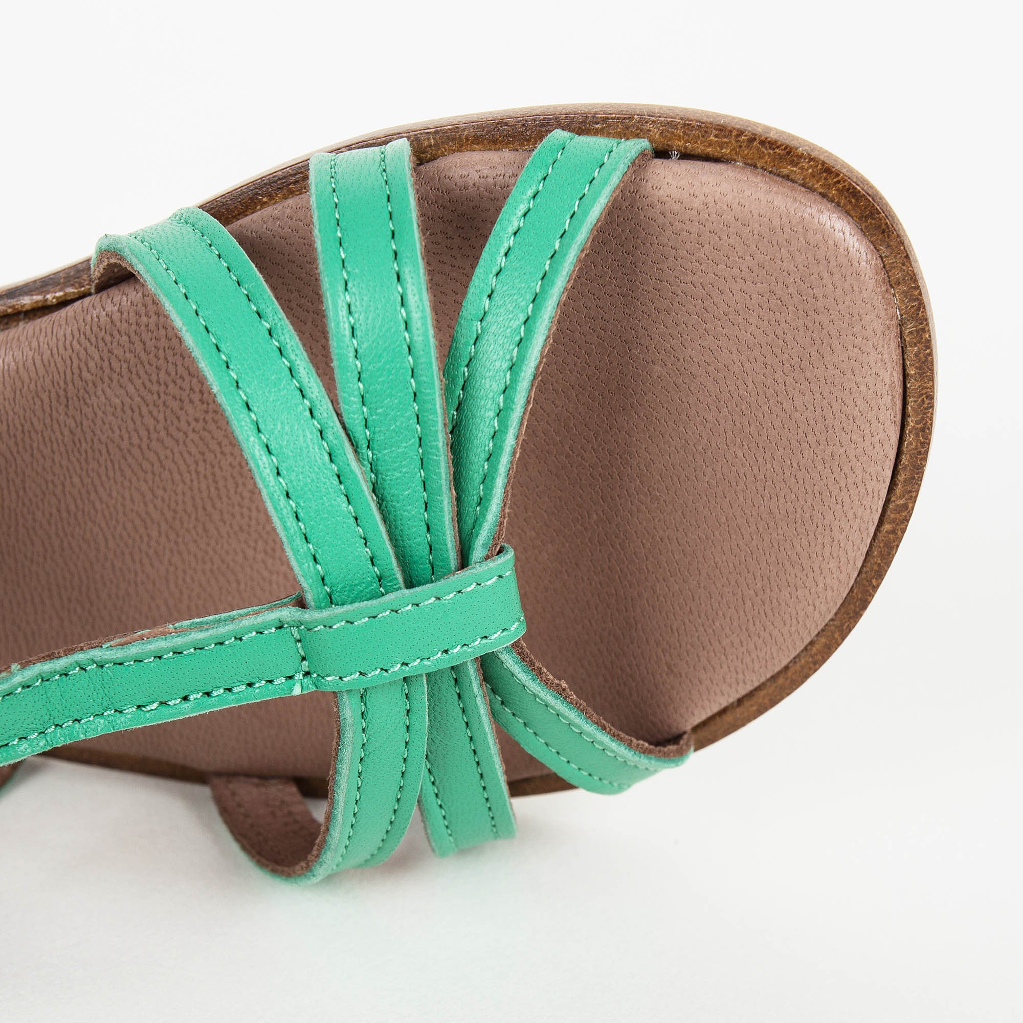 Girls Green Cowskin Leather Sandals