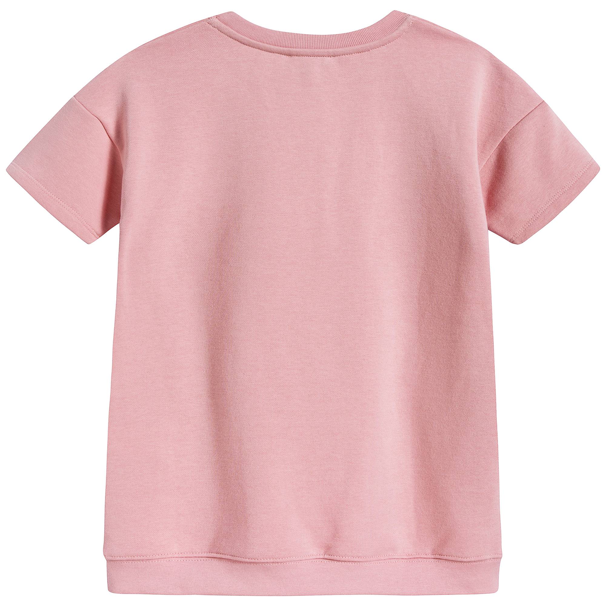 Girls Middle Pink Logo Cotton Dress