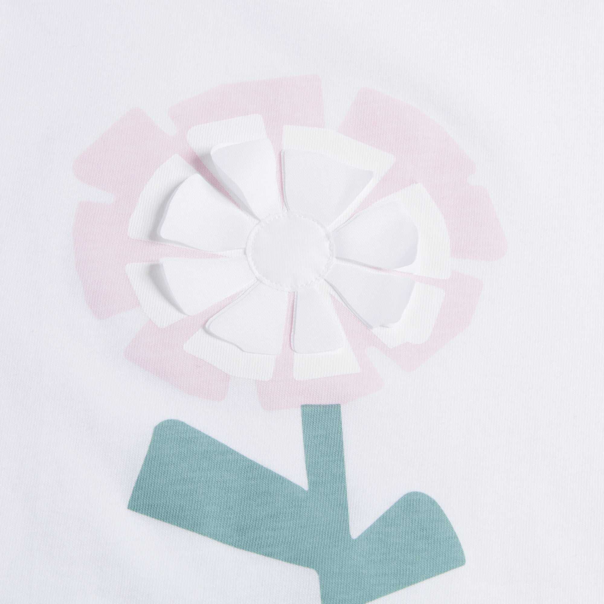 Girls White "Light  Pink  Flower" Cotton T-shirt