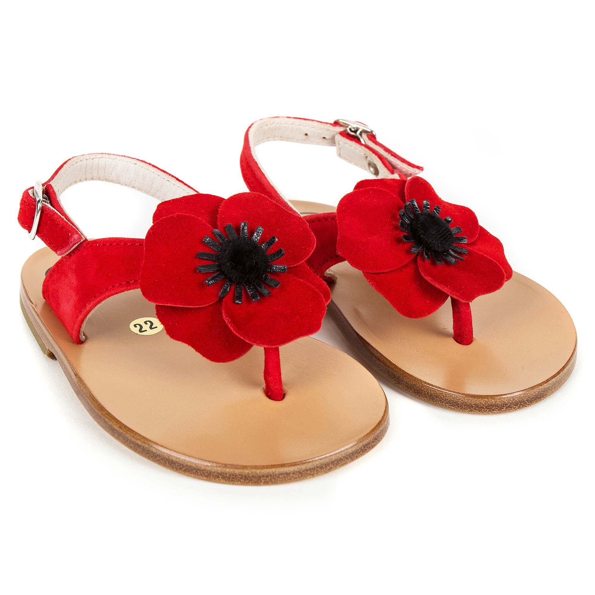 Girls Red Flower Sandals