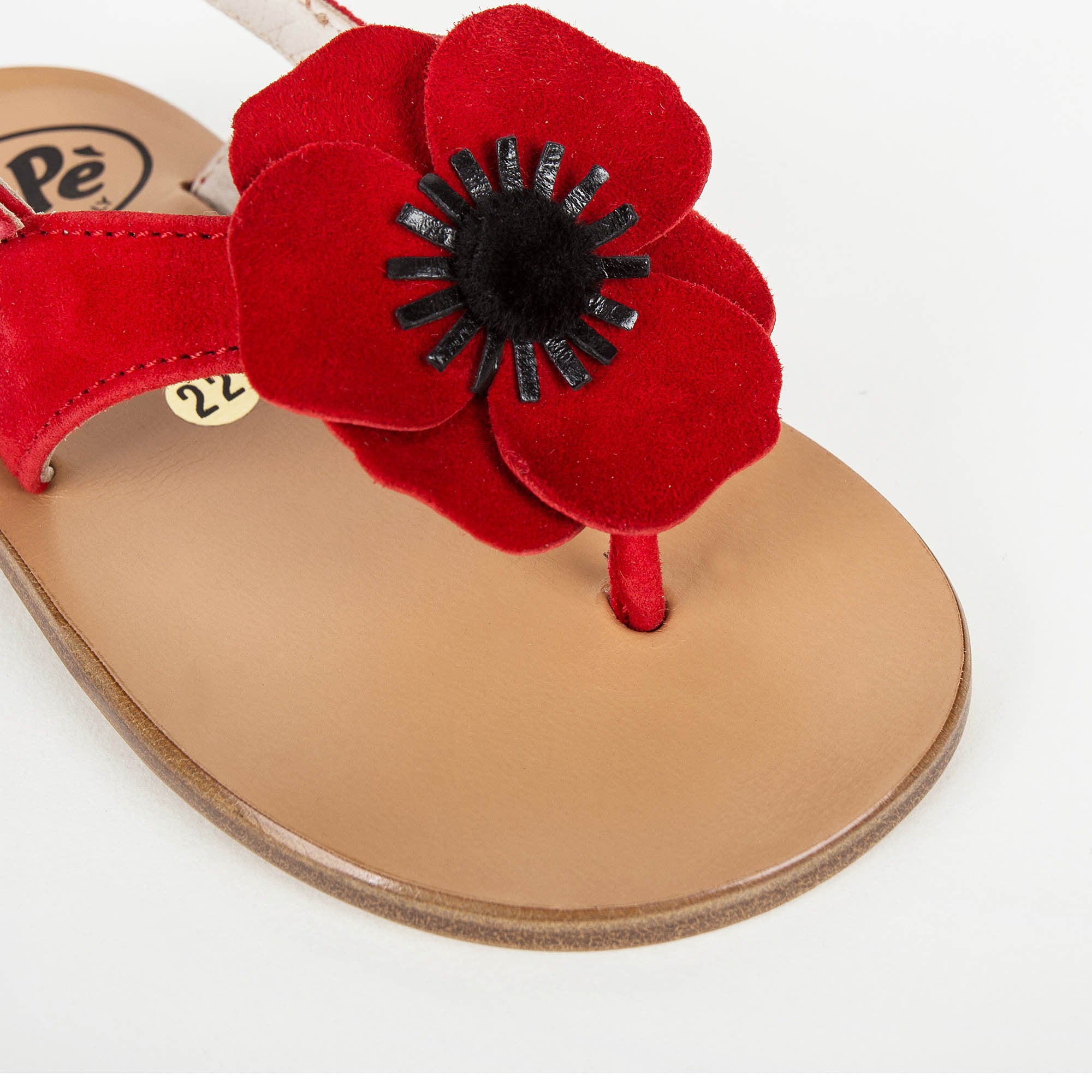 Girls Red Flower Sandals