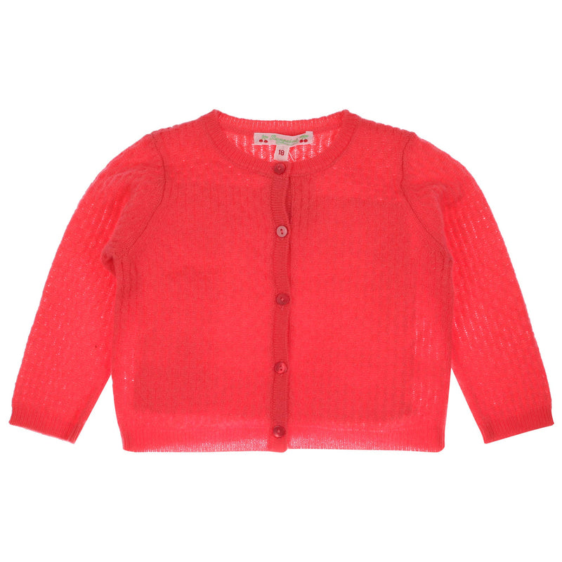 Baby Girls Fuchsia Wool Hollow Cardigan - CÉMAROSE | Children's Fashion Store - 1
