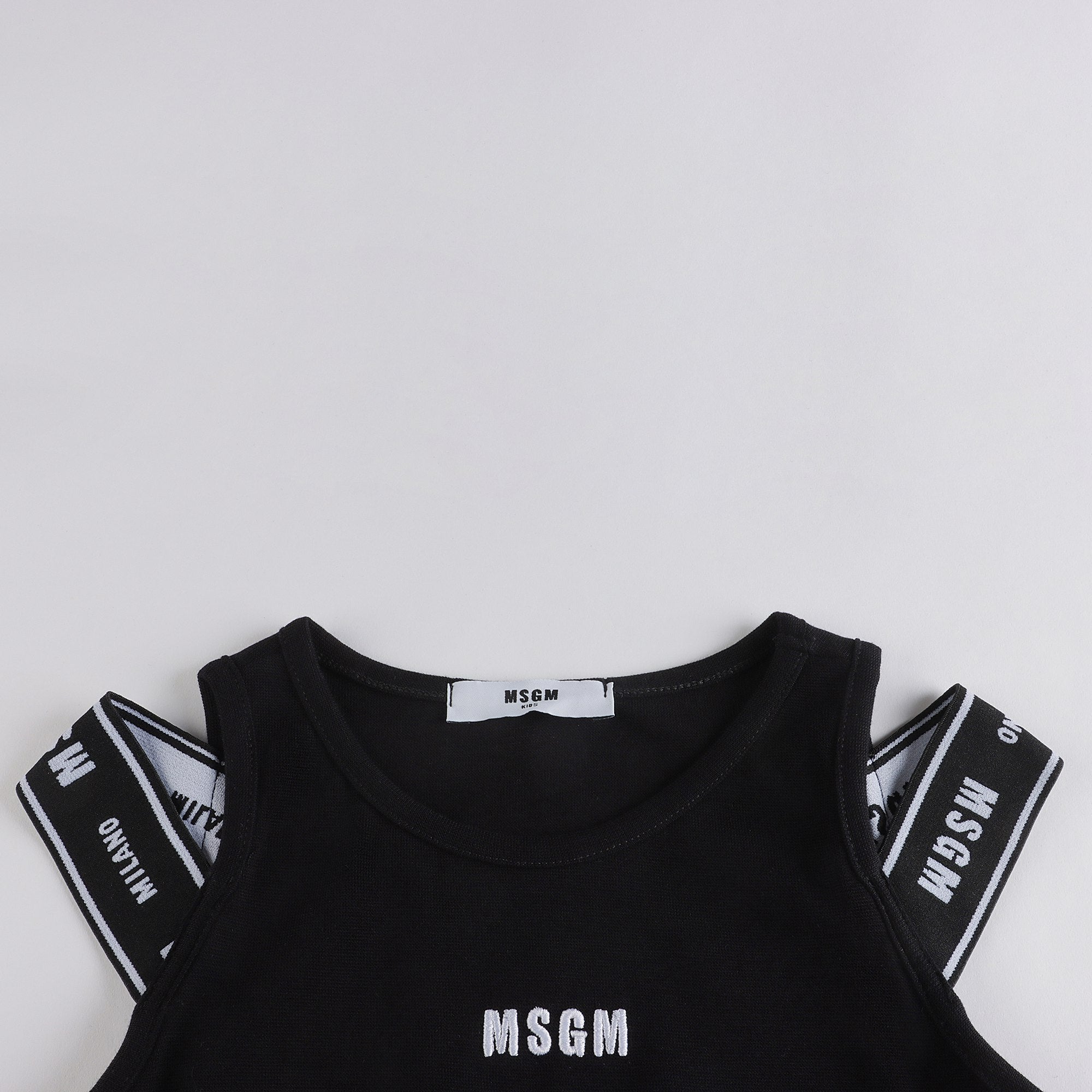 Girls Black Cotton Vest Set