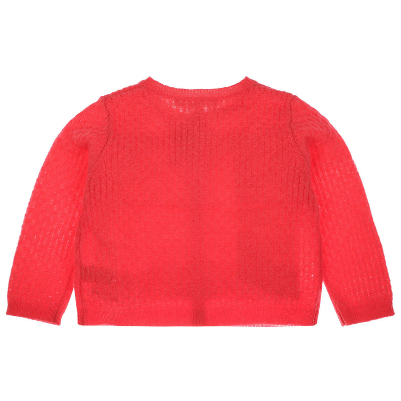 Baby Girls Fuchsia Wool Hollow Cardigan - CÉMAROSE | Children's Fashion Store - 2
