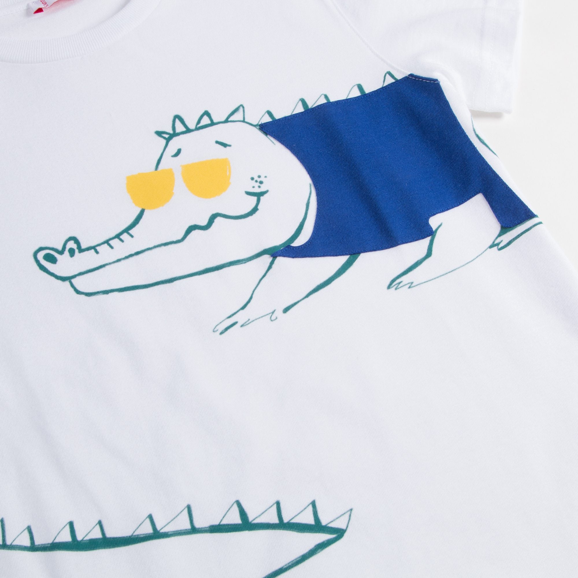Boys White  "Bluette  Crocodile"  Cotton T-shirt