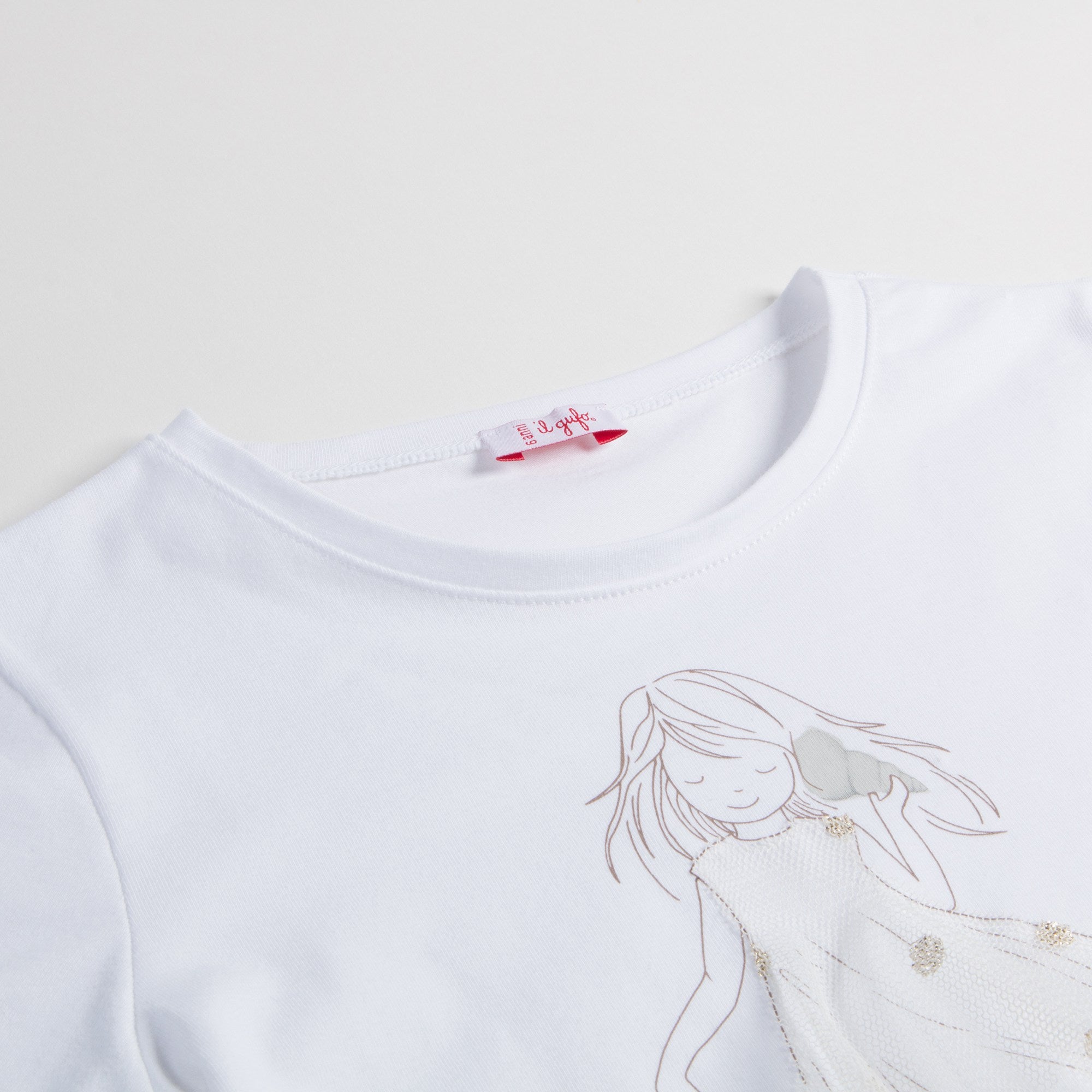 Girls White "Gold Girls" Cotton T-shirt