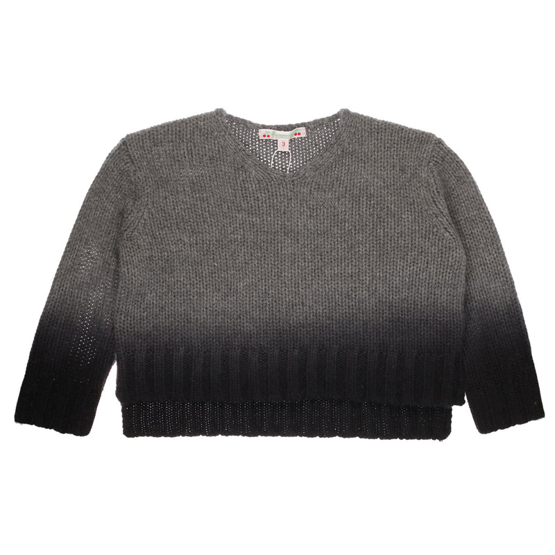 Girls Dark Grey Cashmere Sweater - CÉMAROSE | Children's Fashion Store - 1