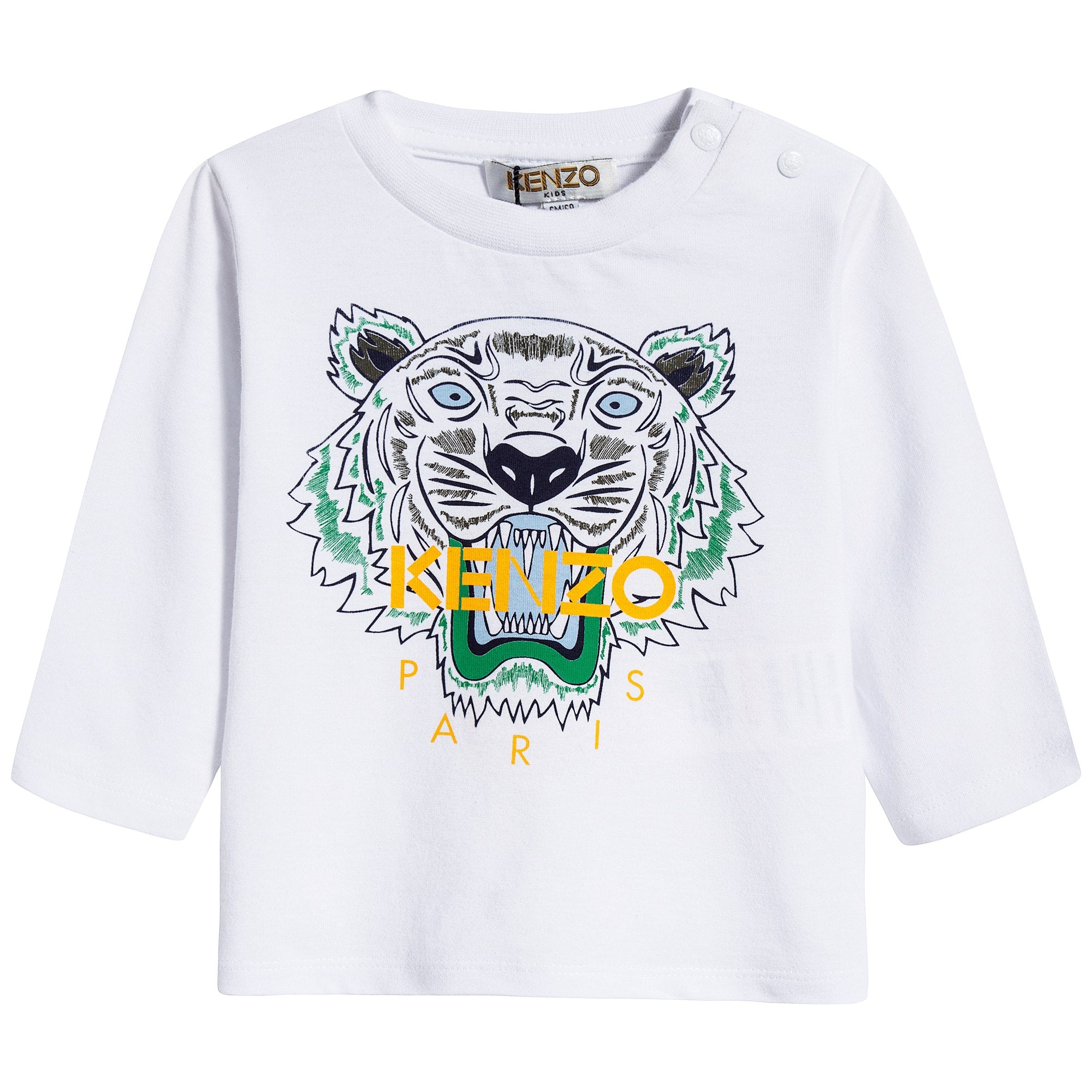 Baby Boys White Tiger Cotton T-shirt
